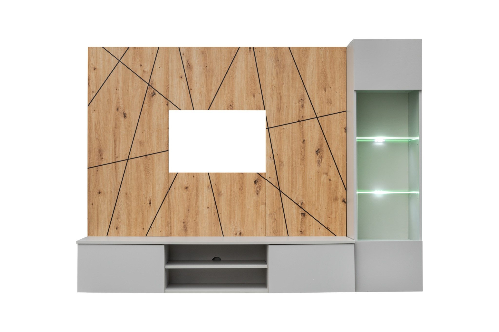 ASM-Moebel Wohnwand Wohnwand Anbauwand XARI mit Led und Push - Click, Mit Led Beleuchtung und Push-Click System – Bild 2 von 5