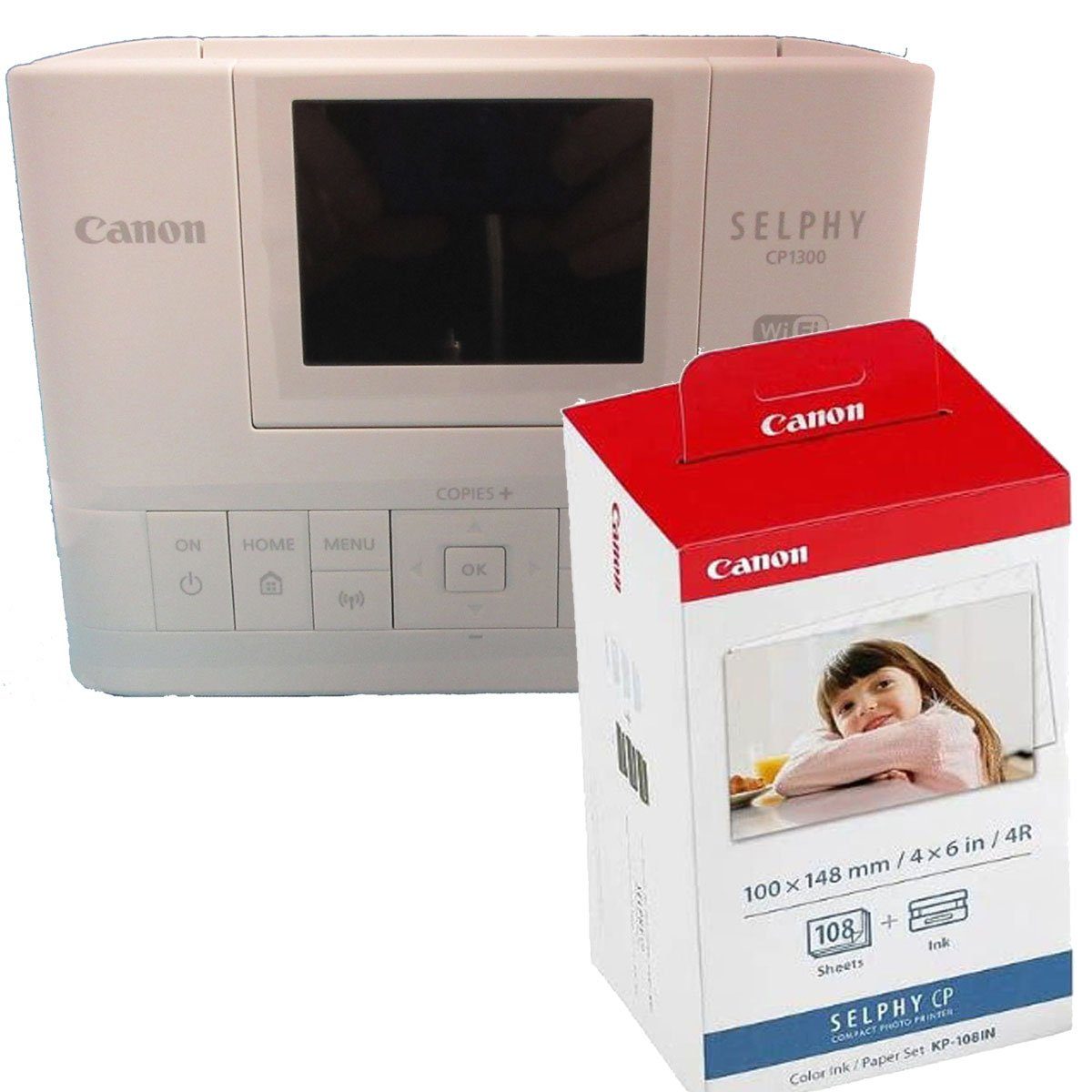 Selphy weiß + Canon CP1300 Fotodrucker Canon KP108