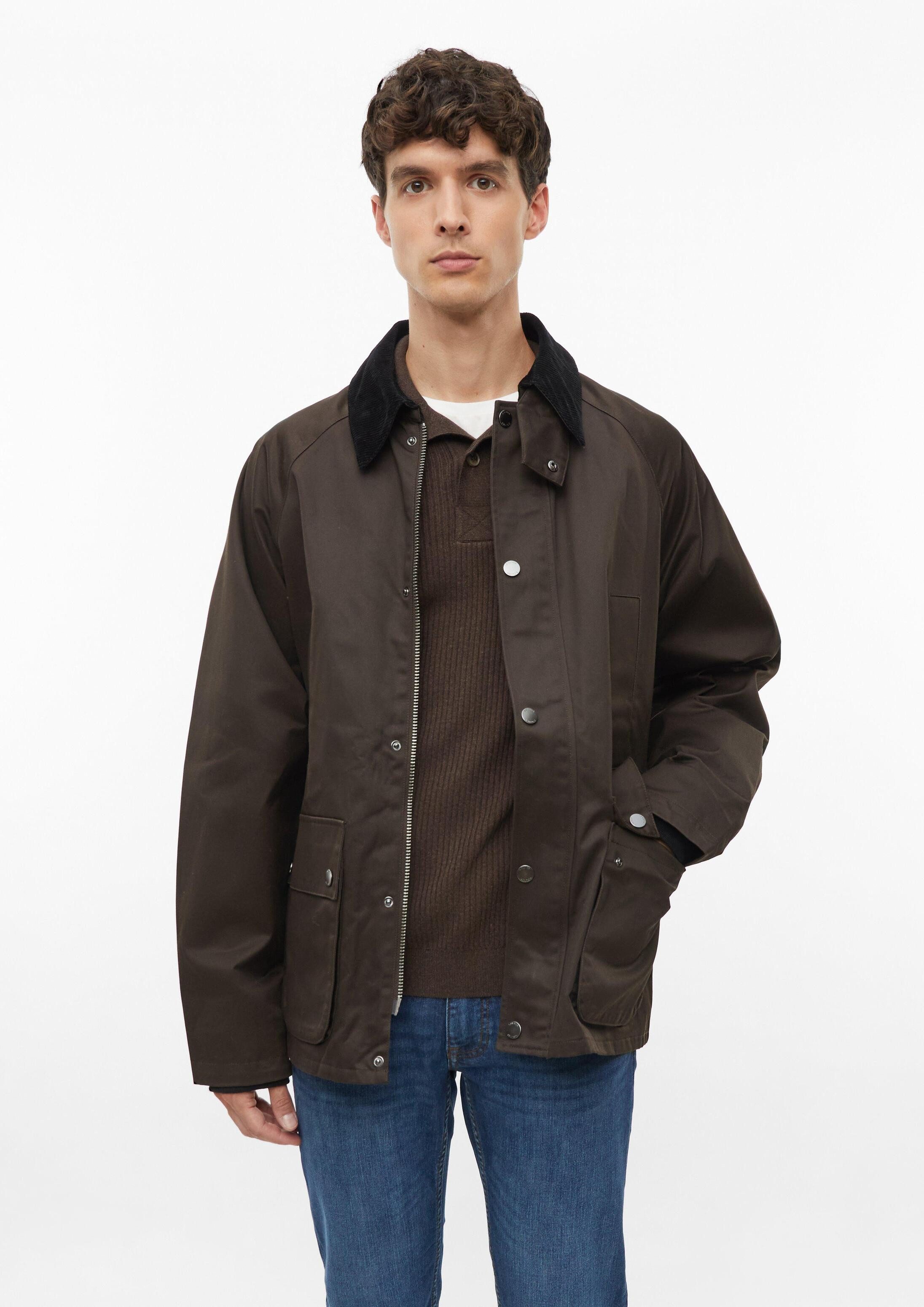 s.Oliver Funktionsjacke Outdoor-Jacke Gewachste Baumwoll-Jacke mit Cord-Kragen
