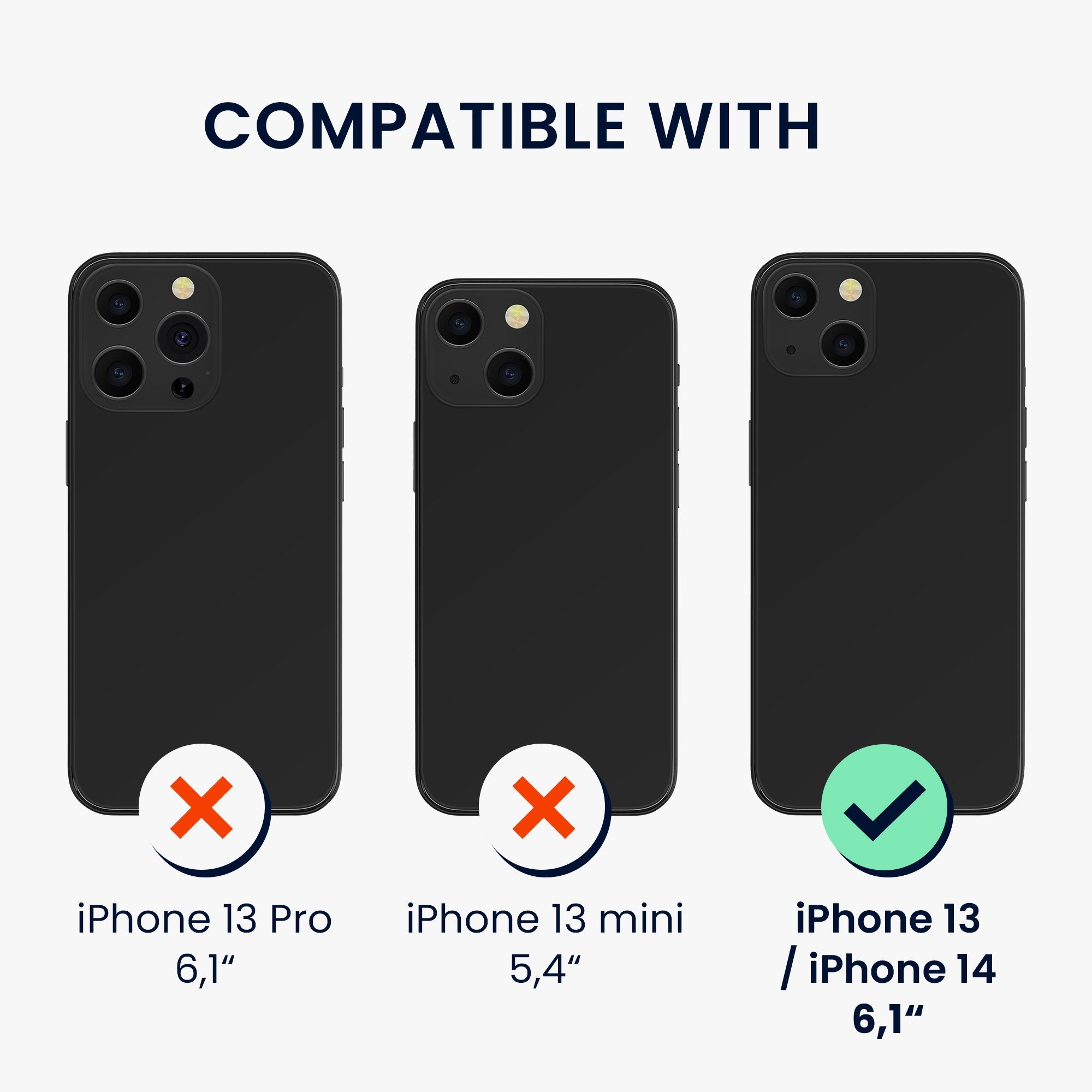 kwmobile Smartphone-Hülle Handyhülle für Apple iPhone 13 / iPhone 14 Hülle, Kunststoff TPU Case - Glas Folie - Kompatibel mit MagSafe - Ständer