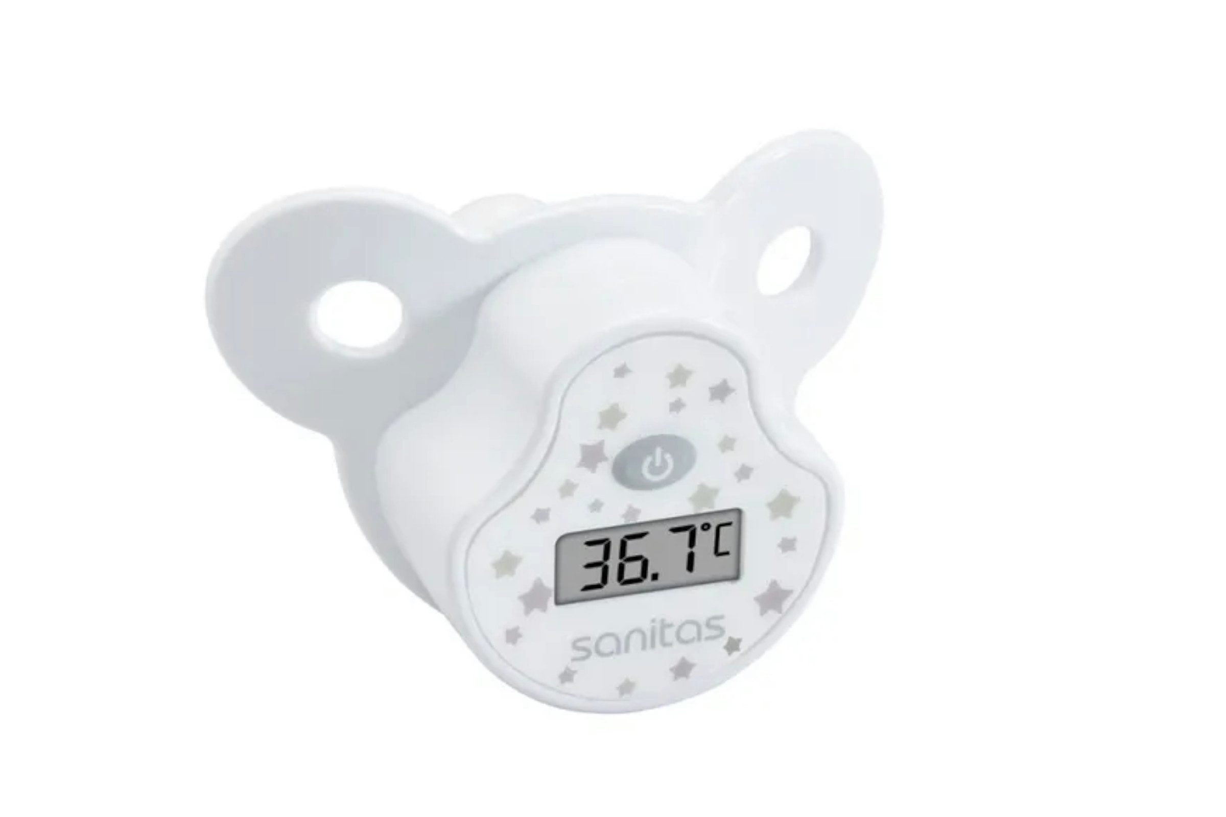 Sanitas Schnuller-Fieberthermometer Schnullerthermometer SBY 15 mit Abschaltautomatik 32,0 °C bis 42,9 °C, Einzelset 4-tlg., Schnullerthermometer, Schutzkappe, Batterie, Gebrauchsanweisung, Abschaltautomatik