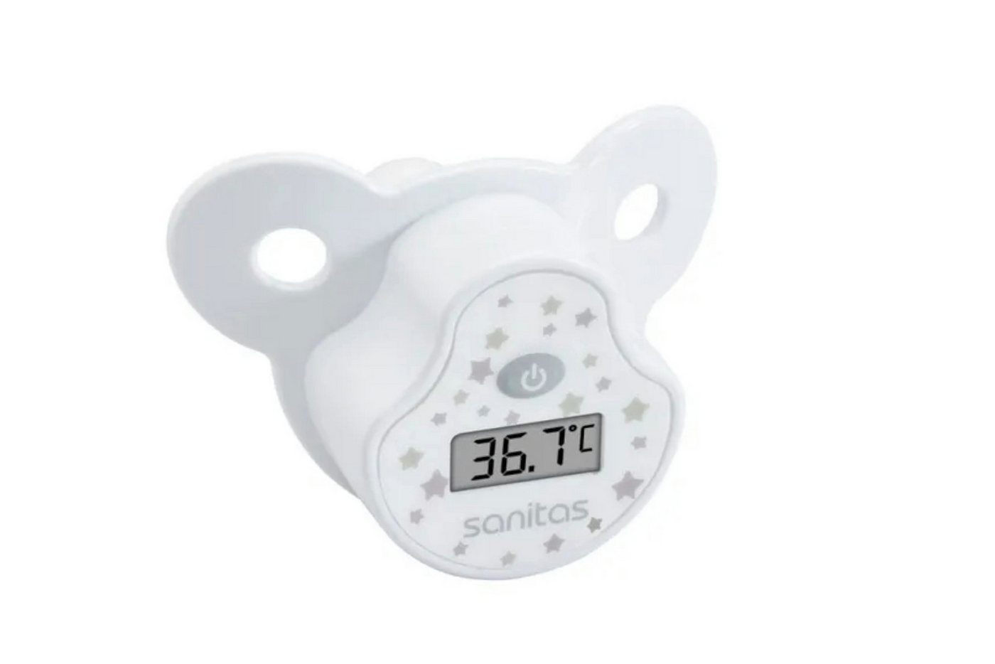 Sanitas Schnuller-Fieberthermometer Schnullerthermometer SBY 15 mit Abschaltautomatik 32,0 °C bis 42,9 °C, Einzelset 4-tlg., Schnullerthermometer, Schutzkappe, Batterie, Gebrauchsanweisung, Abschaltautomatik