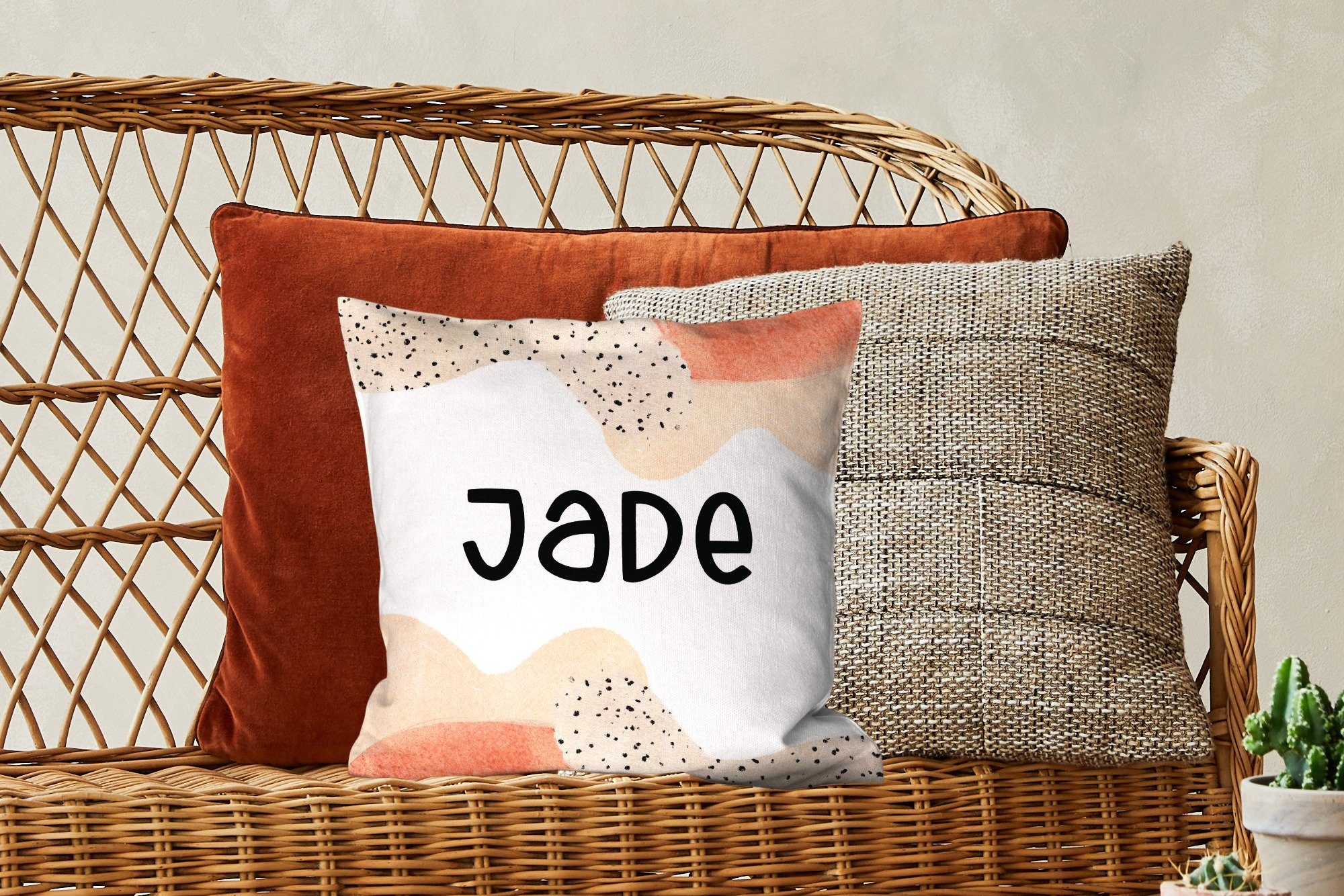 Mädchen, MuchoWow für Füllung - Deko, Schlafzimmer, Sofakissen mit Pastell Zierkissen Dekokissen Jade - Wohzimmer,