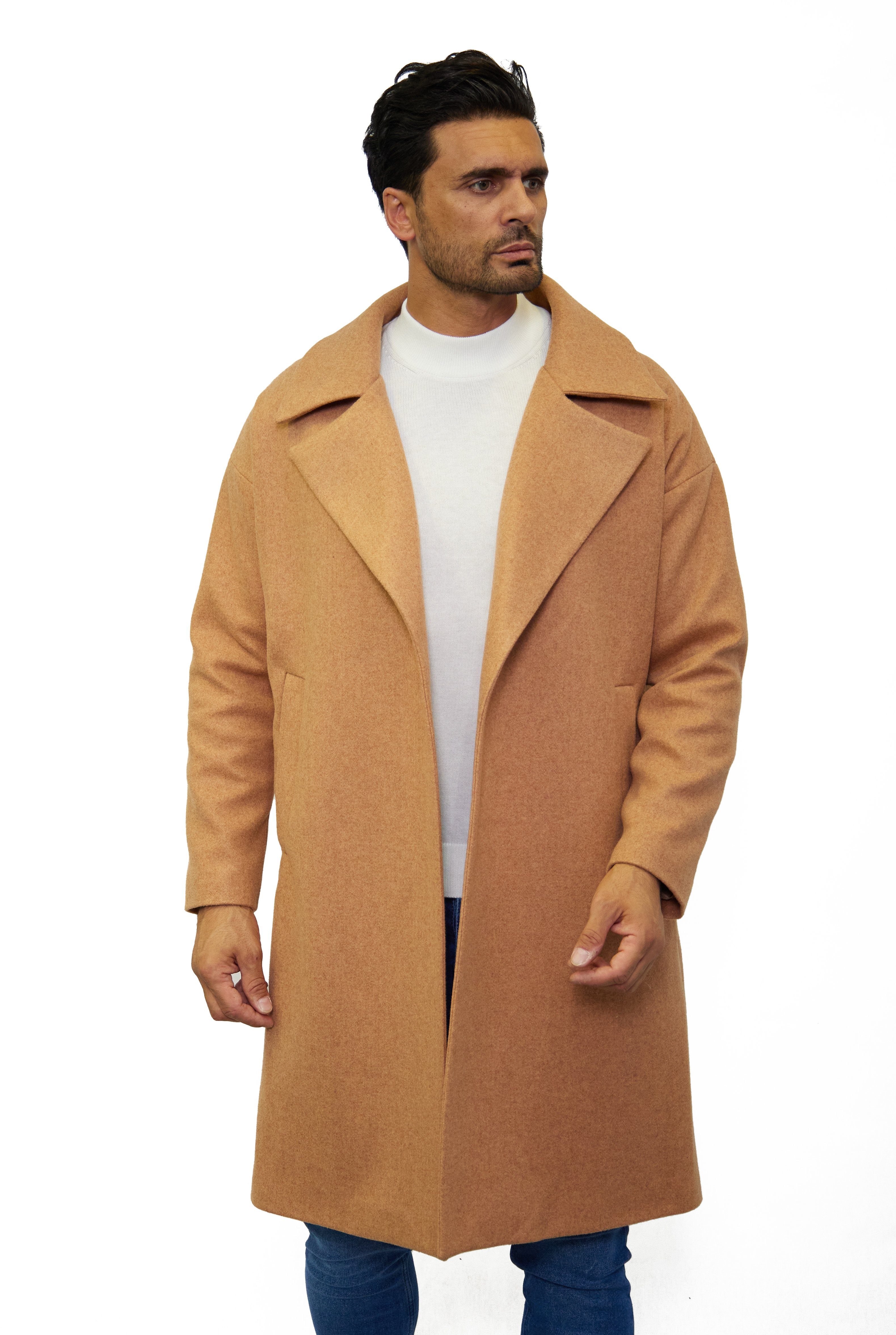 Denim Distriqt Wintermantel OVERSIZE Mantel in einem klassischen Look Camel