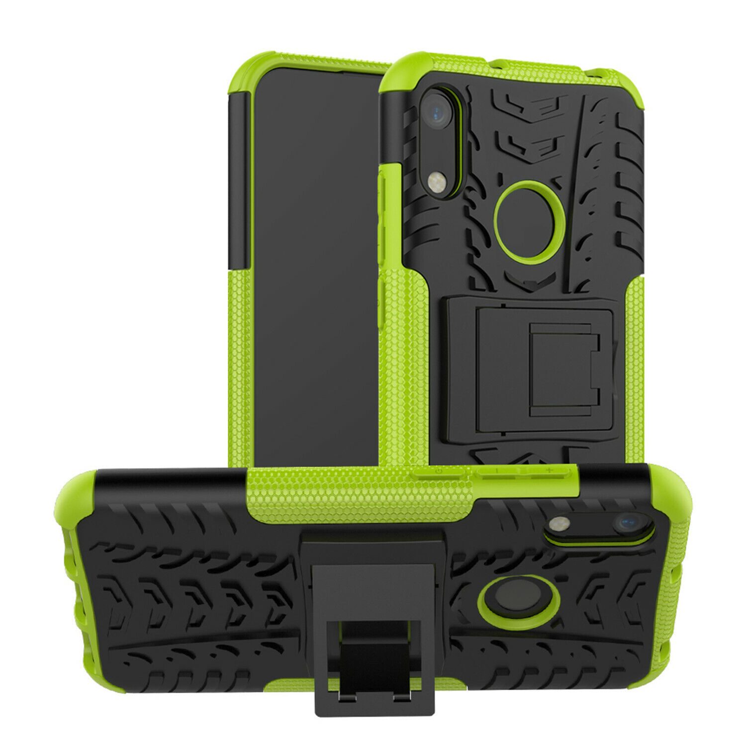 betterfon Handyhülle für Huawei Y6 2019 Robuste Outdoor Schutzhülle Panzer Case Grün, Stoßfeste Dual-Layer Hülle mit Kickstand kratzfest und formstabil
