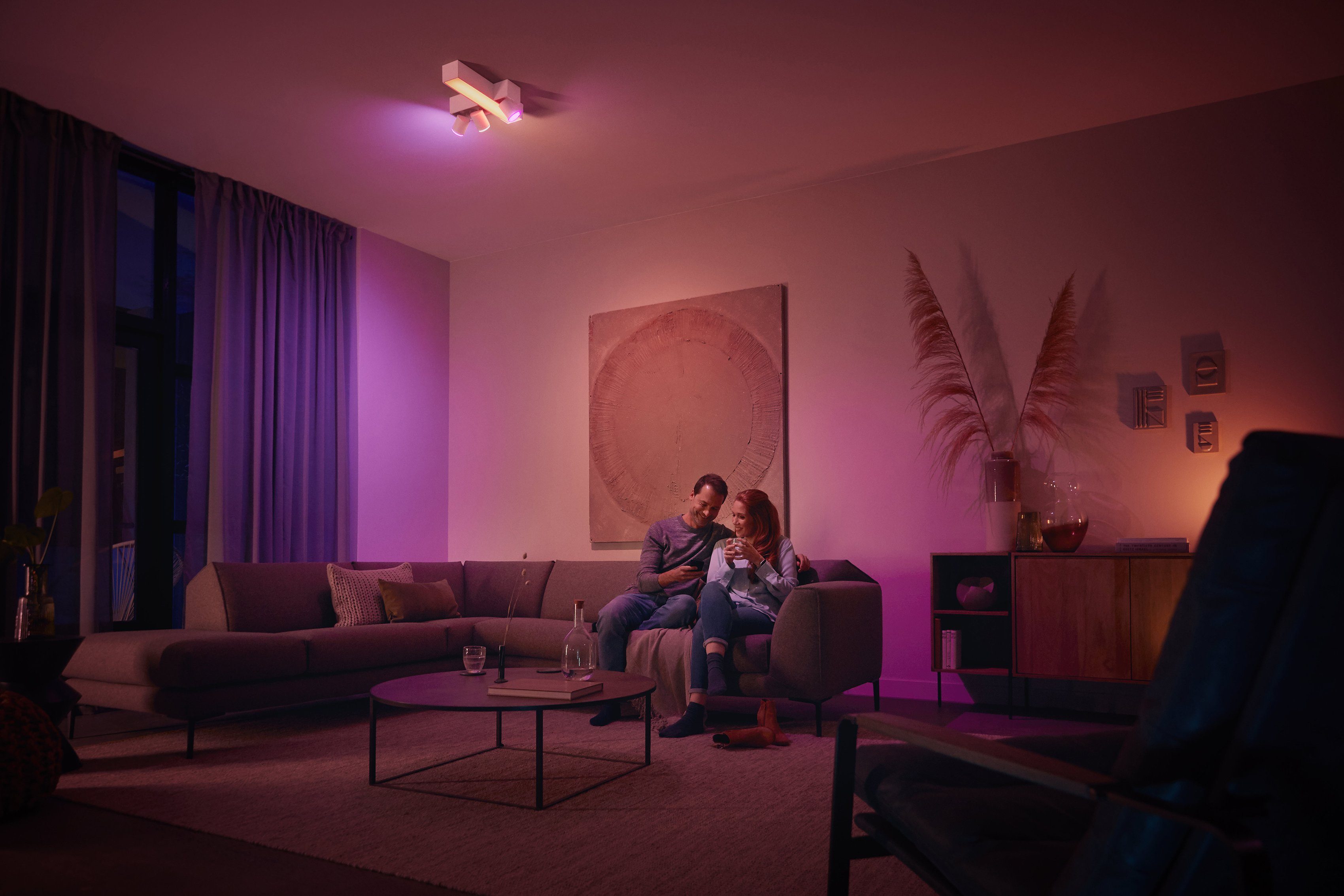 Philips Hue LED Deckenspot Lampeneinstellungen wechselbar, Hue App, LED mit Lampen einzeln Individ. Farbwechsler, Centris, anpassbar der