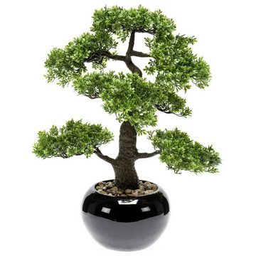 Kunstrasen Kunstpflanze Bonsai Ficus Grün 47 cm 420006, Emerald, Höhe: 47 mm