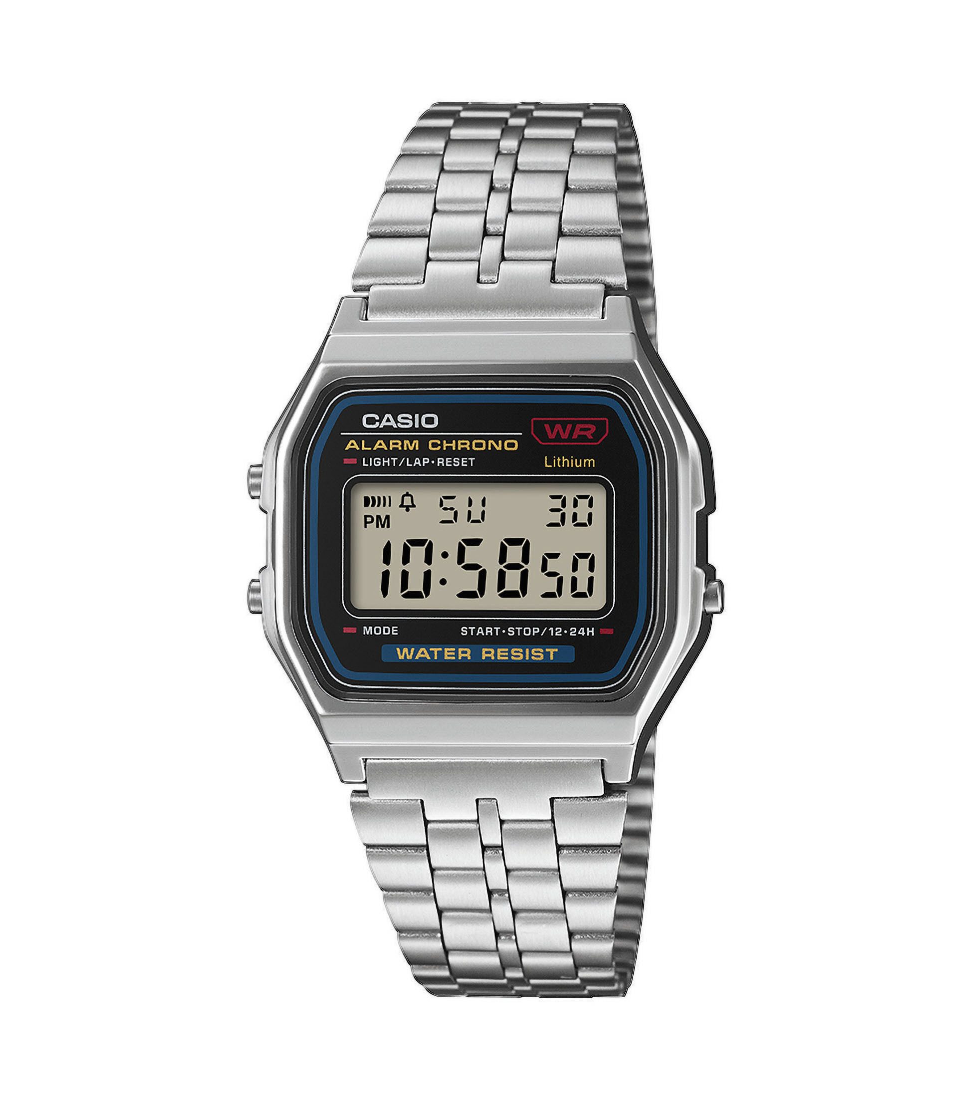 CASIO VINTAGE Chronograph A159WE-1EF, Quarzuhr, Armbanduhr, Damenuhr, Herrenuhr, Edelstahlarmband, digital