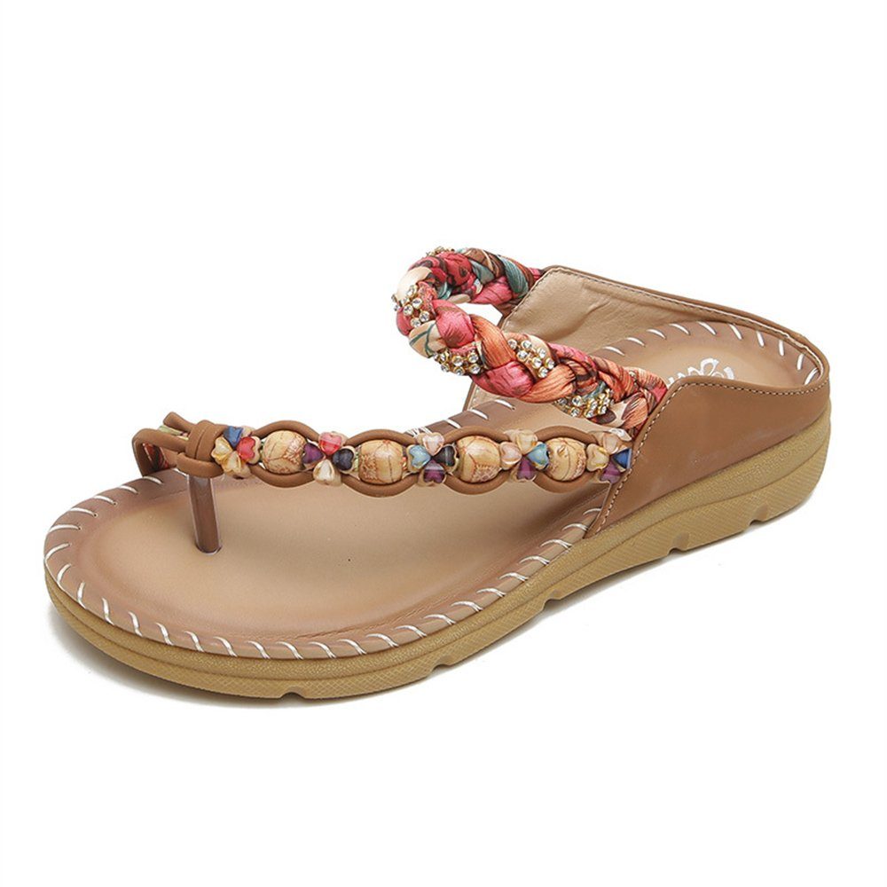 Rouemi Damen-Sommer-Sandalen, Mode einfache Strand Sandalen Hausschuhe Riemchensandale Braun