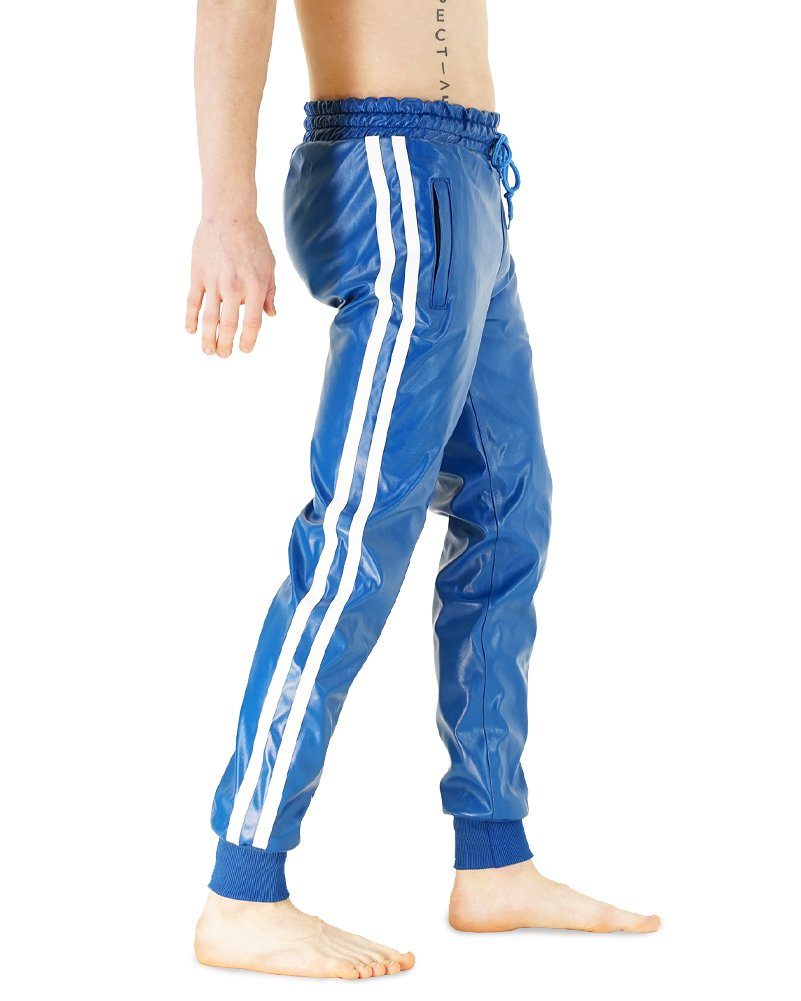 BOCKLE Lederhose Bockle® Boyjog Faux Blaue Kuns Leder Jogginghose Joggers