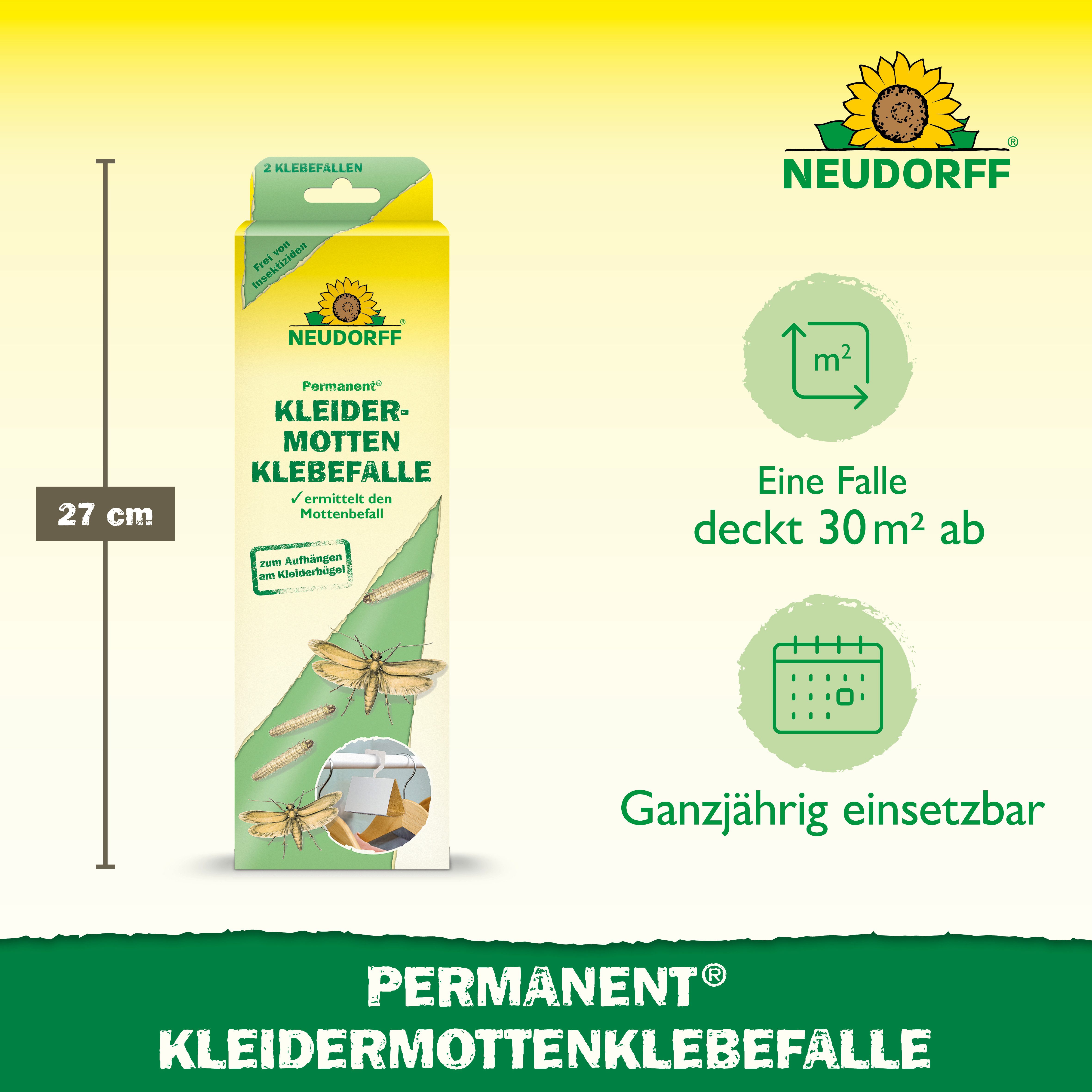 Neudorff Klebefalle Permanent KleidermottenKlebefalle 2 St., Pheromon-Klebefalle zur Kontrolle von Kleidermotten auf bis zu 30 m² – Bild 3 von 5