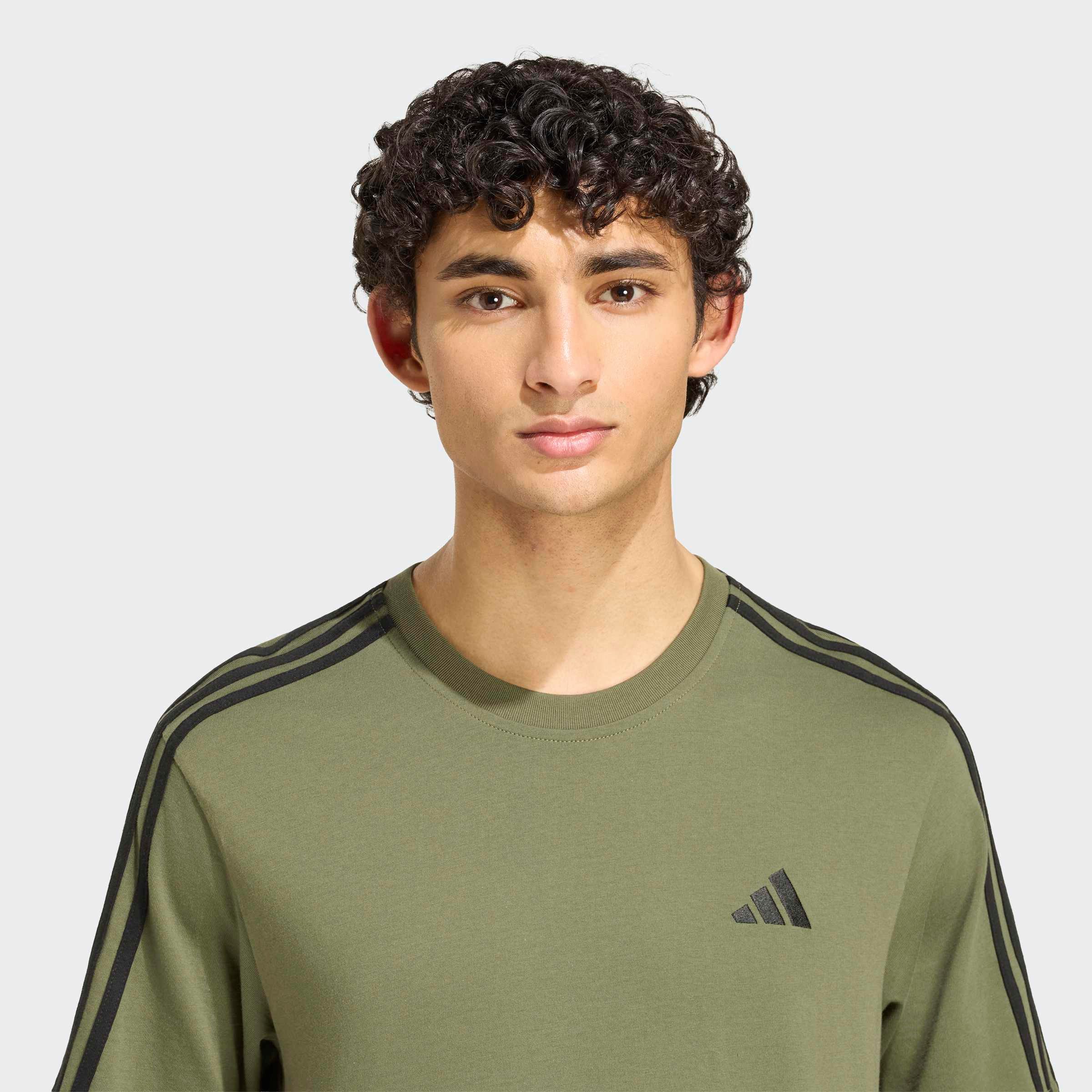 adidas Sportswear T-Shirt ESSENTIALS 3-STREIFEN, SINGLE JERSEY, BRANDING LINKE SCHULTER