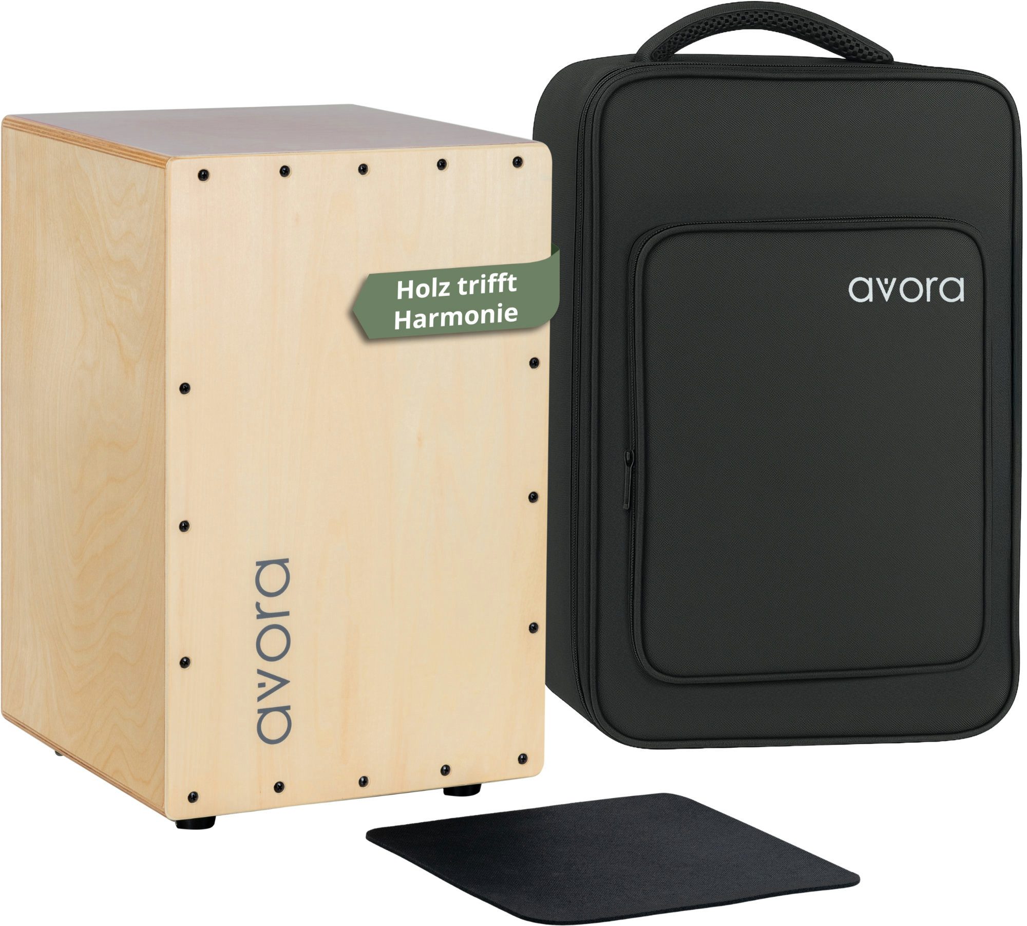 avora Cajon Percussion Trommelkiste mit Snare-Effekt - inkl. Rucksacktasche, Inklusive Sechskantschlüssel, ausdrucksstarkes Design - auch als Wohnaccessoire