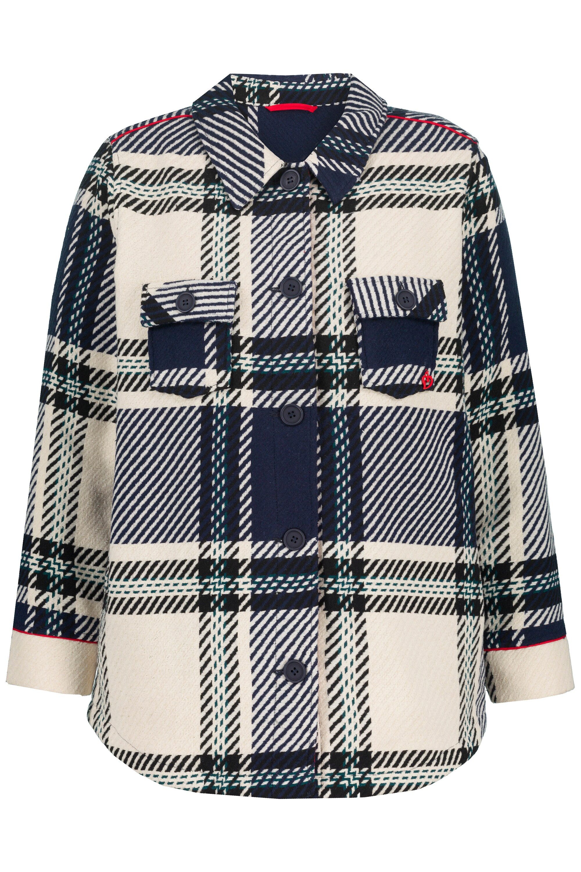 Ulla Popken Kurzjacke Jacke Karomuster Hemdkragen Langarm günstig online kaufen