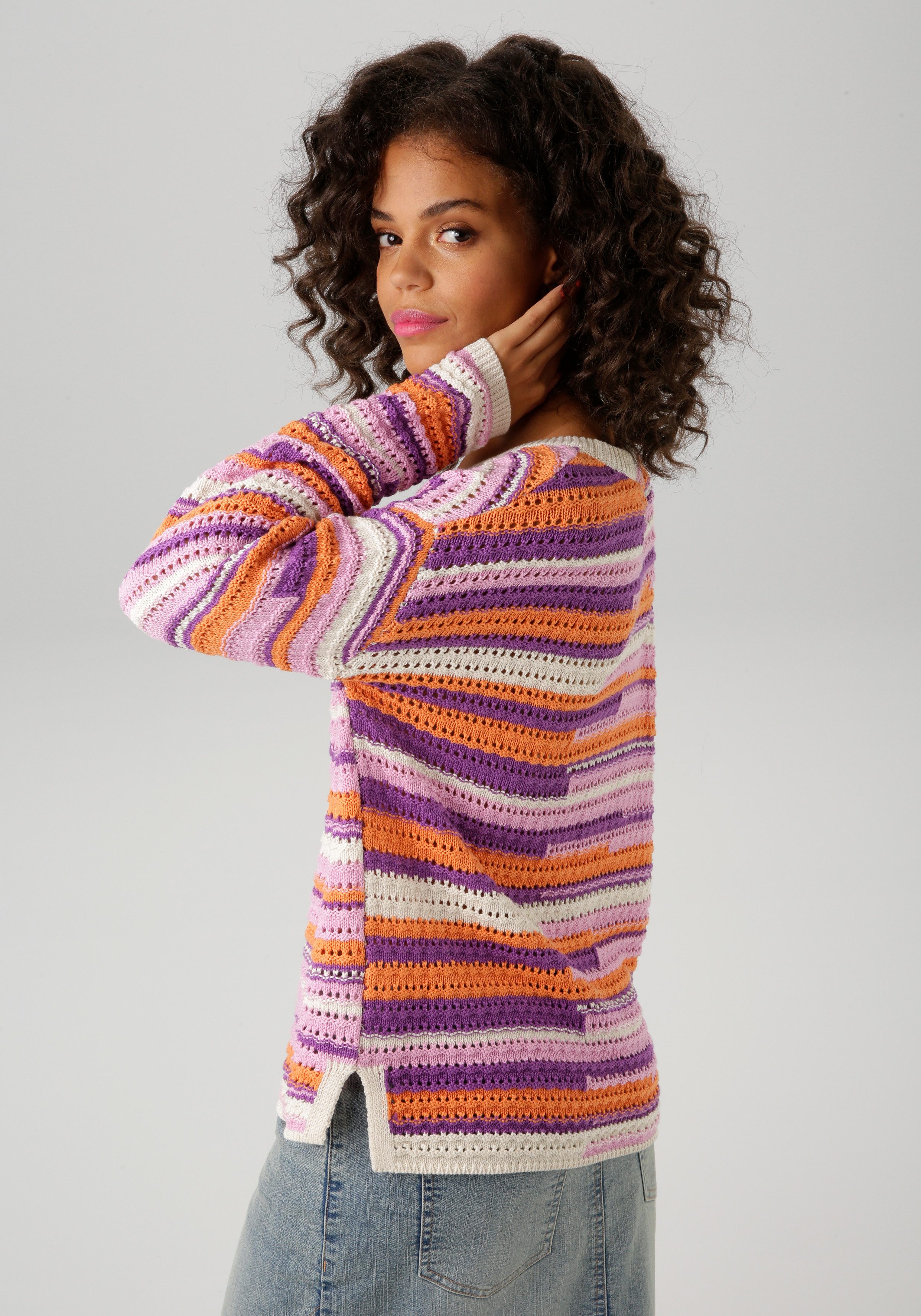 Aniston CASUAL Strickpullover im extravagantem Streifen-Dessin günstig online kaufen