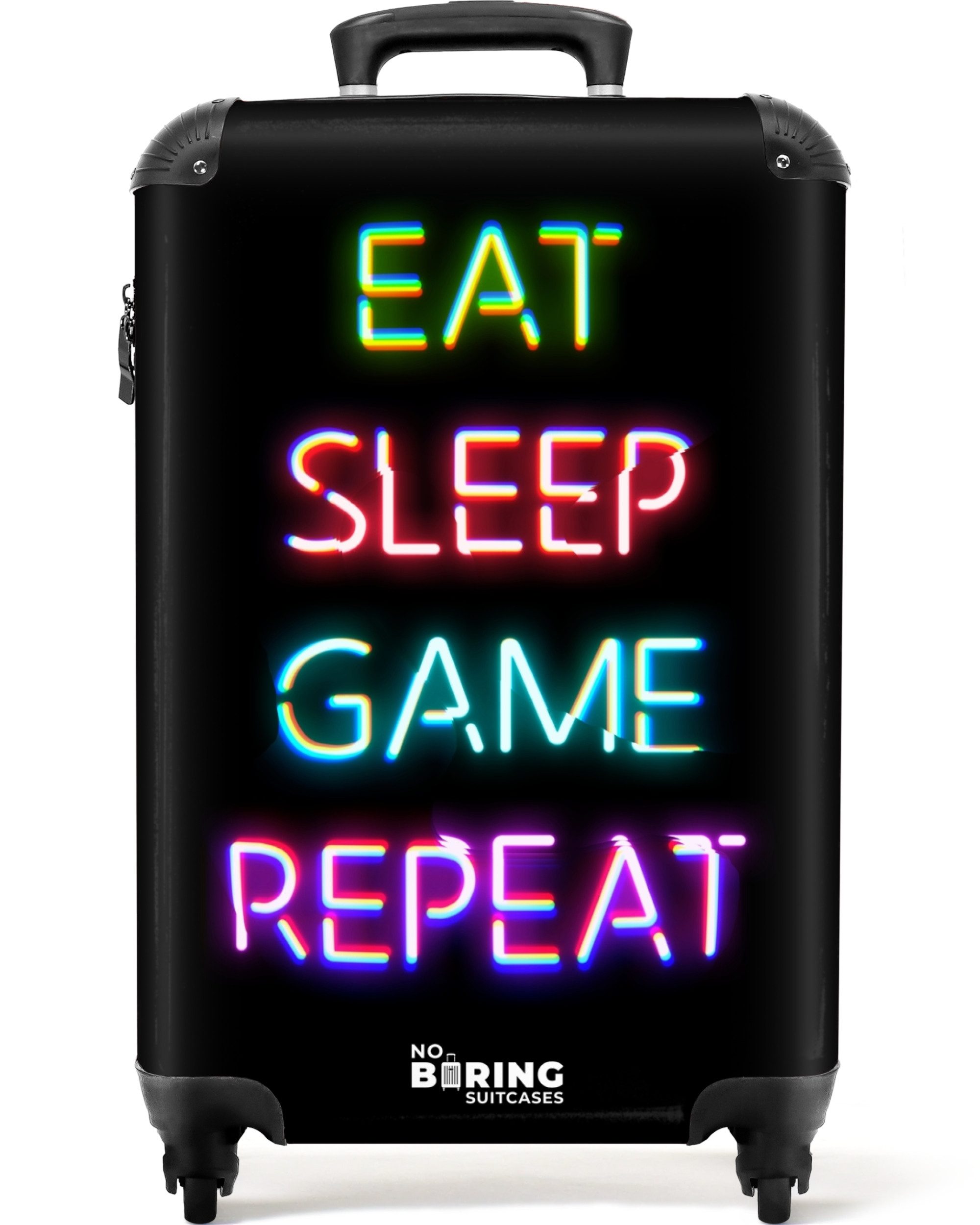 NoBoringSuitcases.com© Kinderkoffer Spiele - Neon - Zitat 55x35x20cm, Kinder Koffer Klein, Trolley Handgepäck, Reisekoffer
