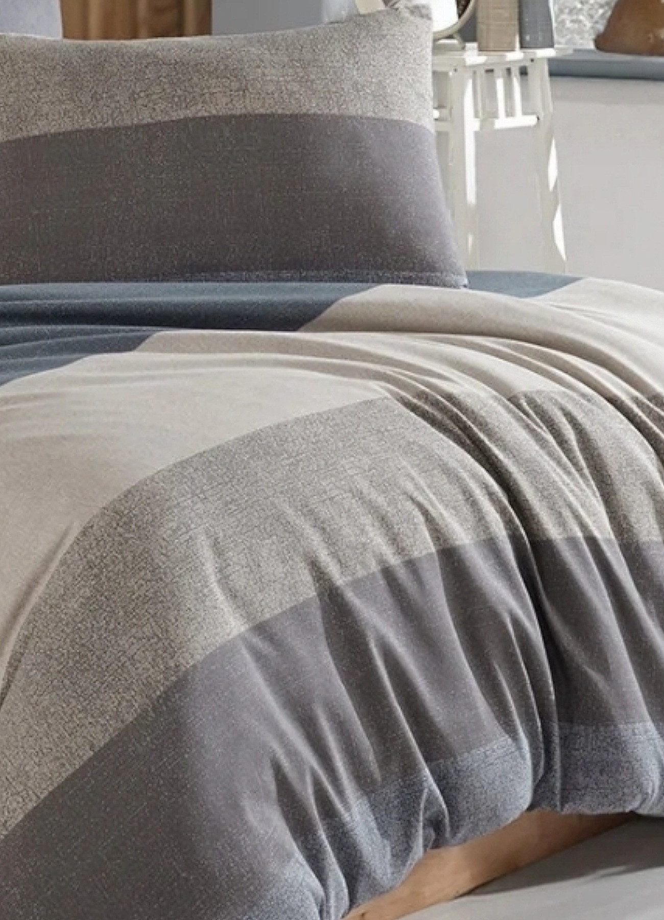 fashionshowcase Bettwäsche Set 3-teilig 200x220 cm, grau, hypoallergen 80% günstig online kaufen