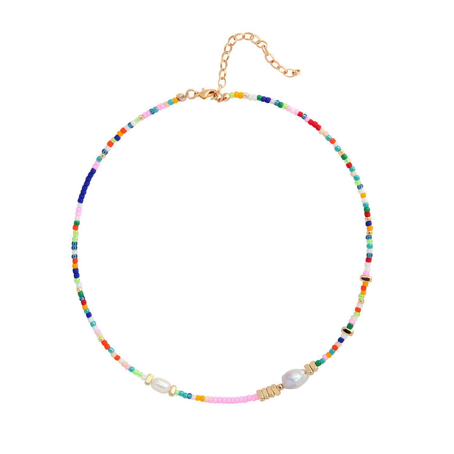 Frauen, für Layered MAGICSHE vergoldet aus Perlenkette Halskette Süßwasserperlen Edelstahl NK8002a Halskette 18K