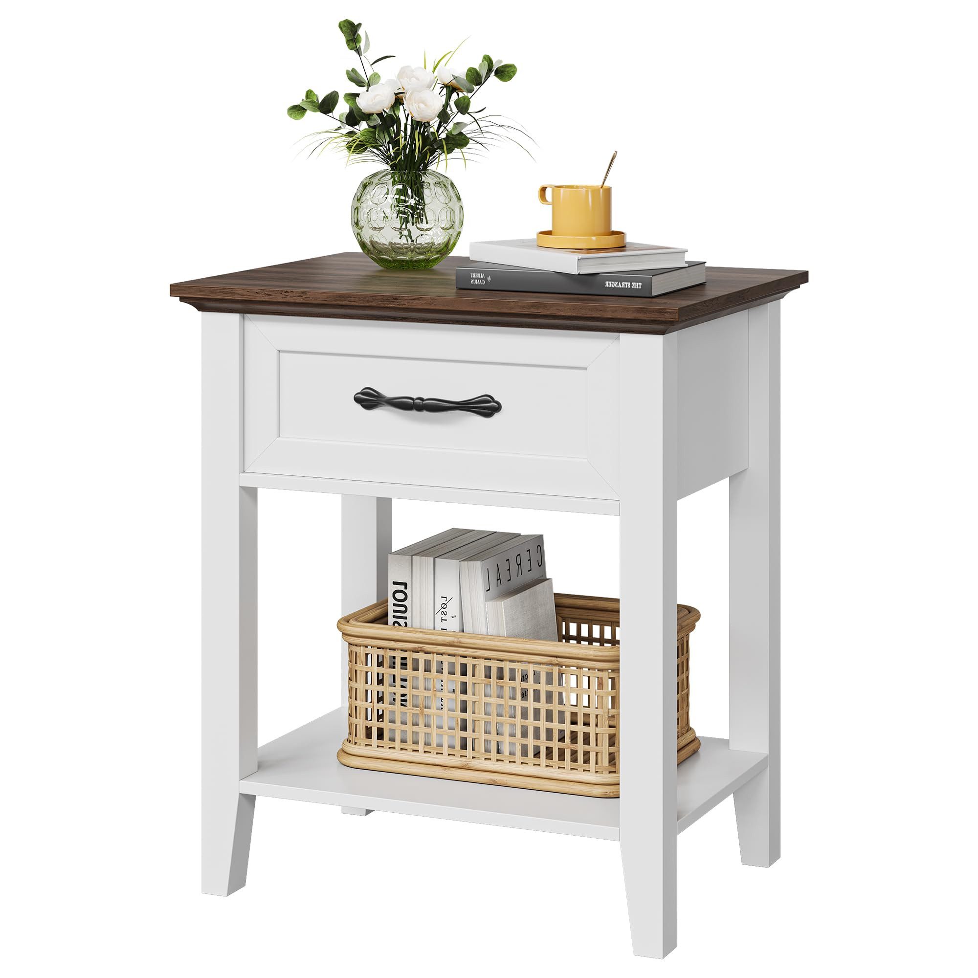 GarveeMore Nachttisch Beistelltisch mit Schublade und Ablage 50x45x60 cm günstig online kaufen