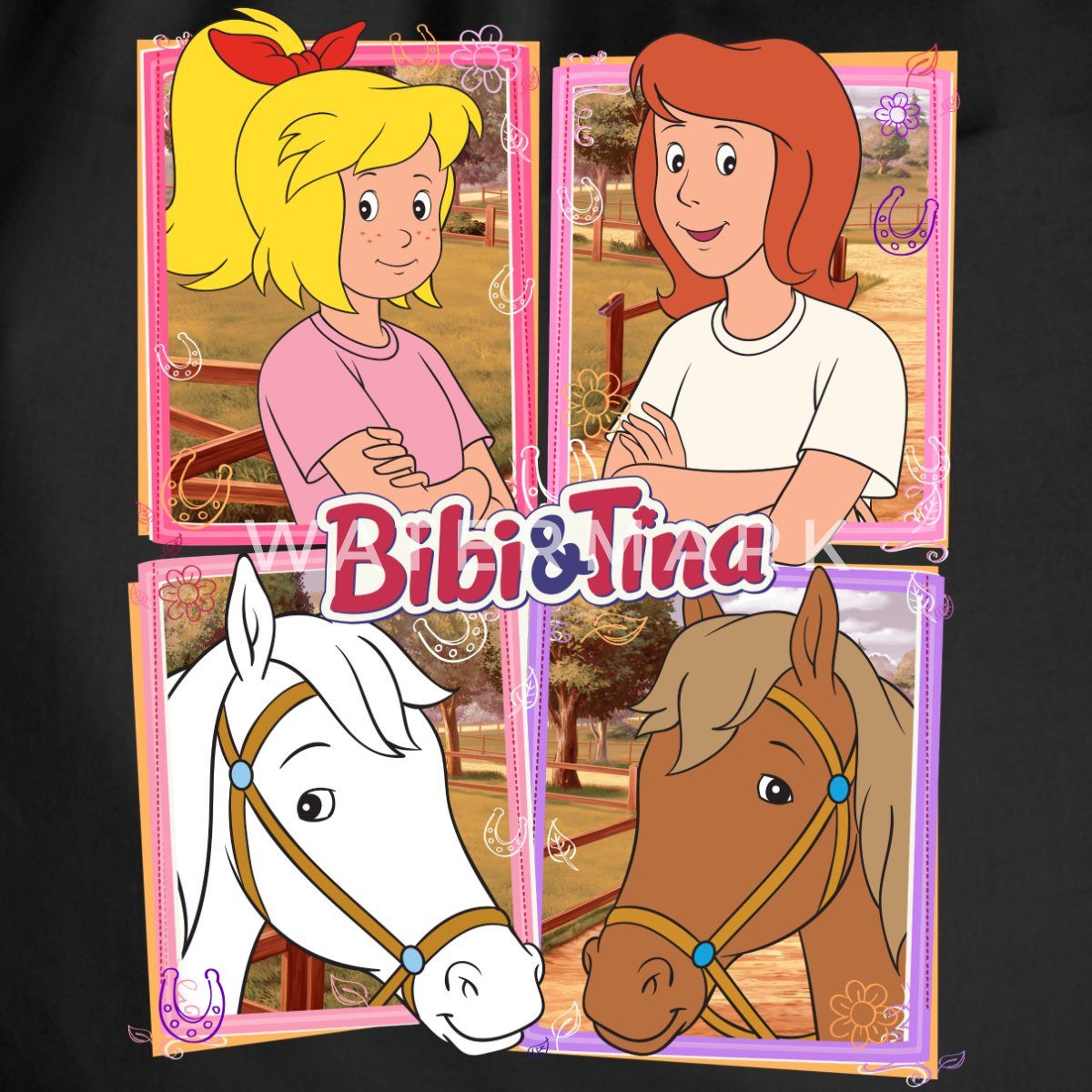 Spreadshirt Turnbeutel Bibi Und Tina Mit Amadeus Und Sabrina Porträts Turnbeutel (1-tlg)