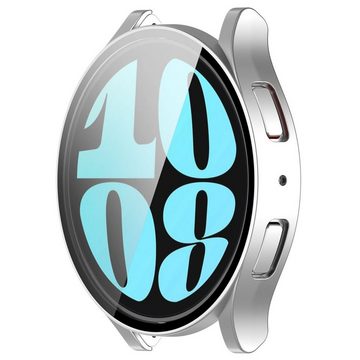 Wigento Smartwatch-Armband Für Samsung Galaxy Watch 6 40mm Integrierte Uhrenschutzhülle Silber