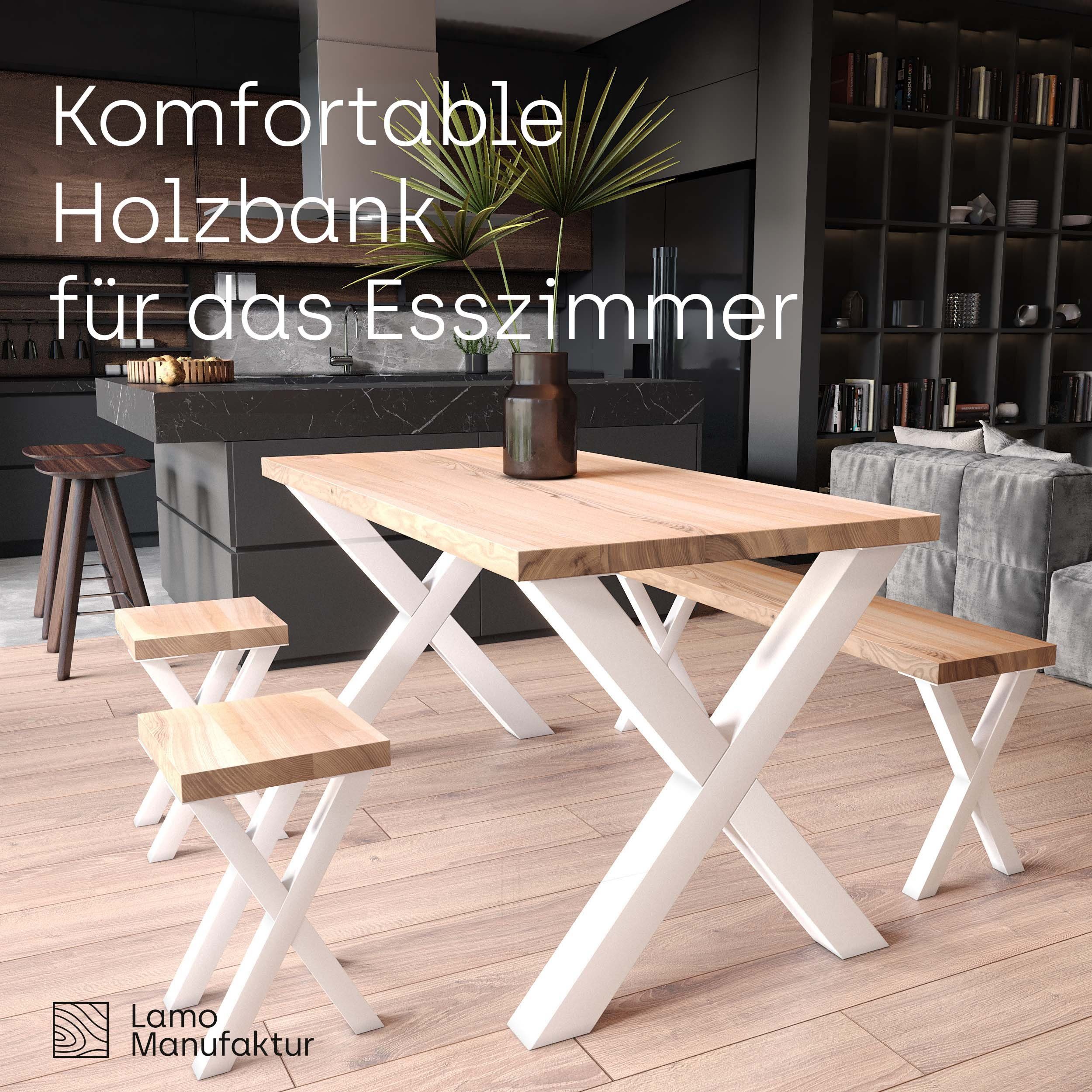 LAMO Manufaktur Sitzbank LSB Sitzbank (Komplett-Set, 3-Teilig), 40mm stake Massivholzplatte – Bild 5 von 5