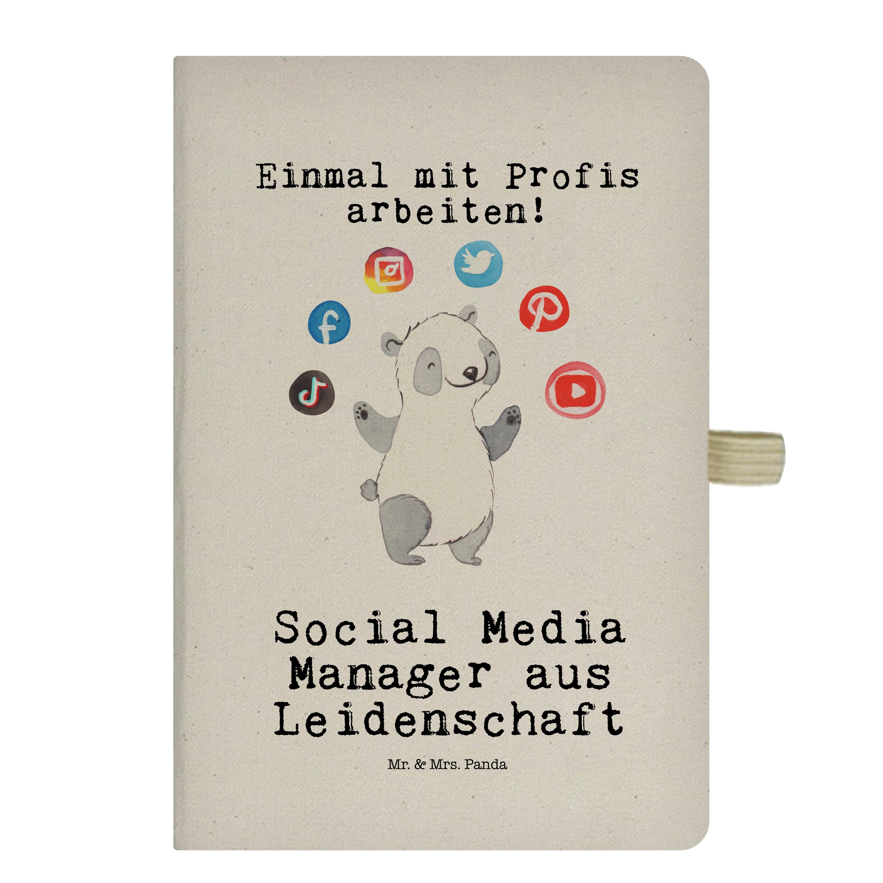 Mr. & Mrs. Panda Notizbuch Social Media Manager aus Leidenschaft - Transparent - Geschenk, Rente Mr. & Mrs. Panda