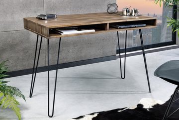 riess-ambiente Schreibtisch SCORPION 110cm grau / schwarz, Arbeitszimmer · Massivholz · Hairpin Legs · Retro · Home Office