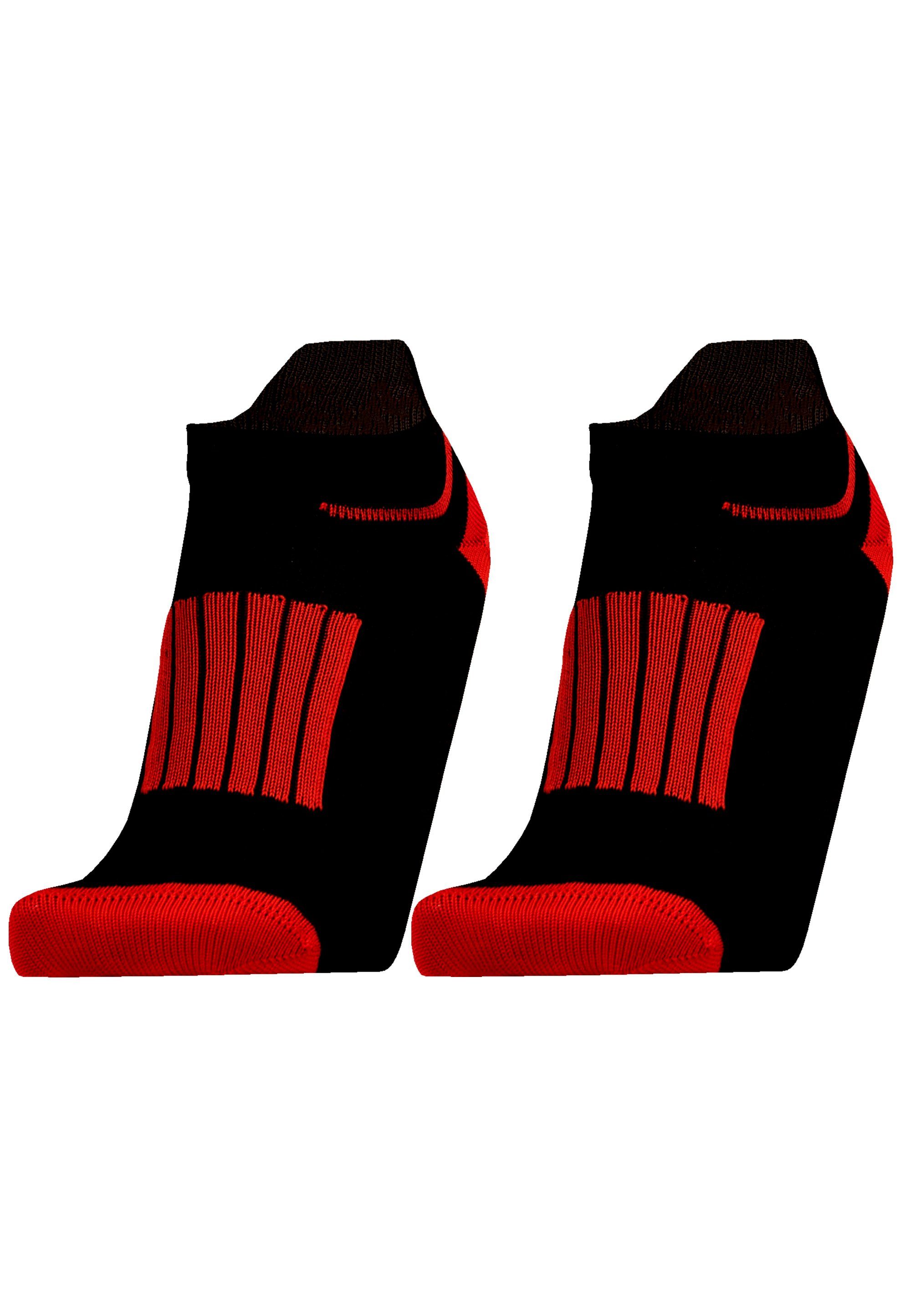 Füßlinge (2-Paar) Rist UphillSport 2er gepolstertem Pack FRONT LOW mit schwarz-rot