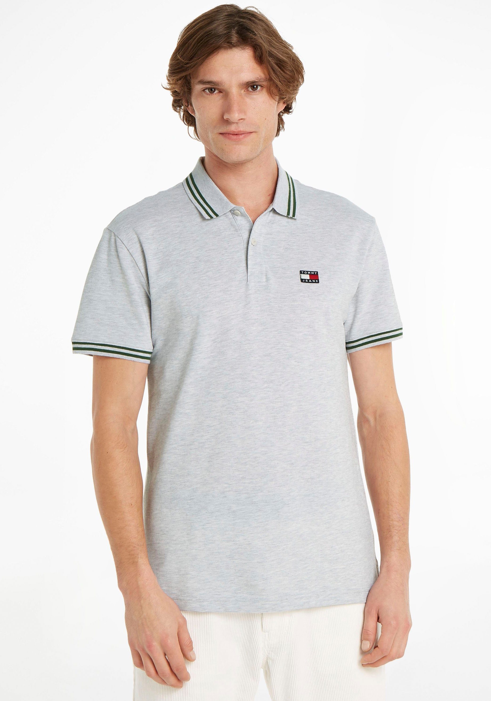 Jeans TJM Tommy Grey POLO Htr CLSC TIPPING Poloshirt DETAIL Silver