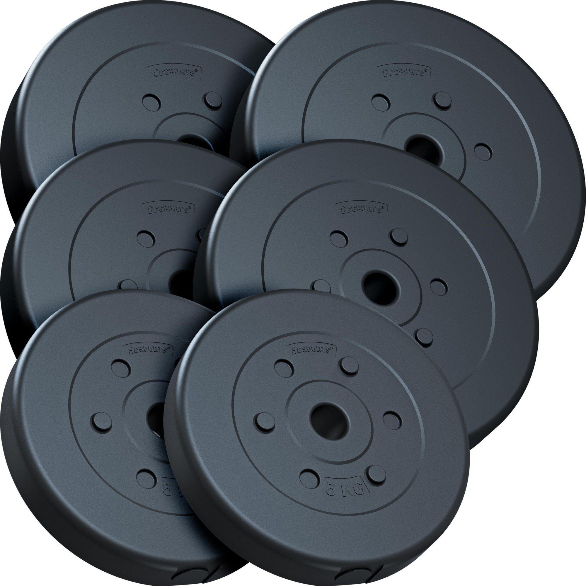 ScSPORTS® Hantelscheiben Set 45 kg Ø 30mm Kunststoff Gewichtsscheiben Gewichte, (10002552-tlg)