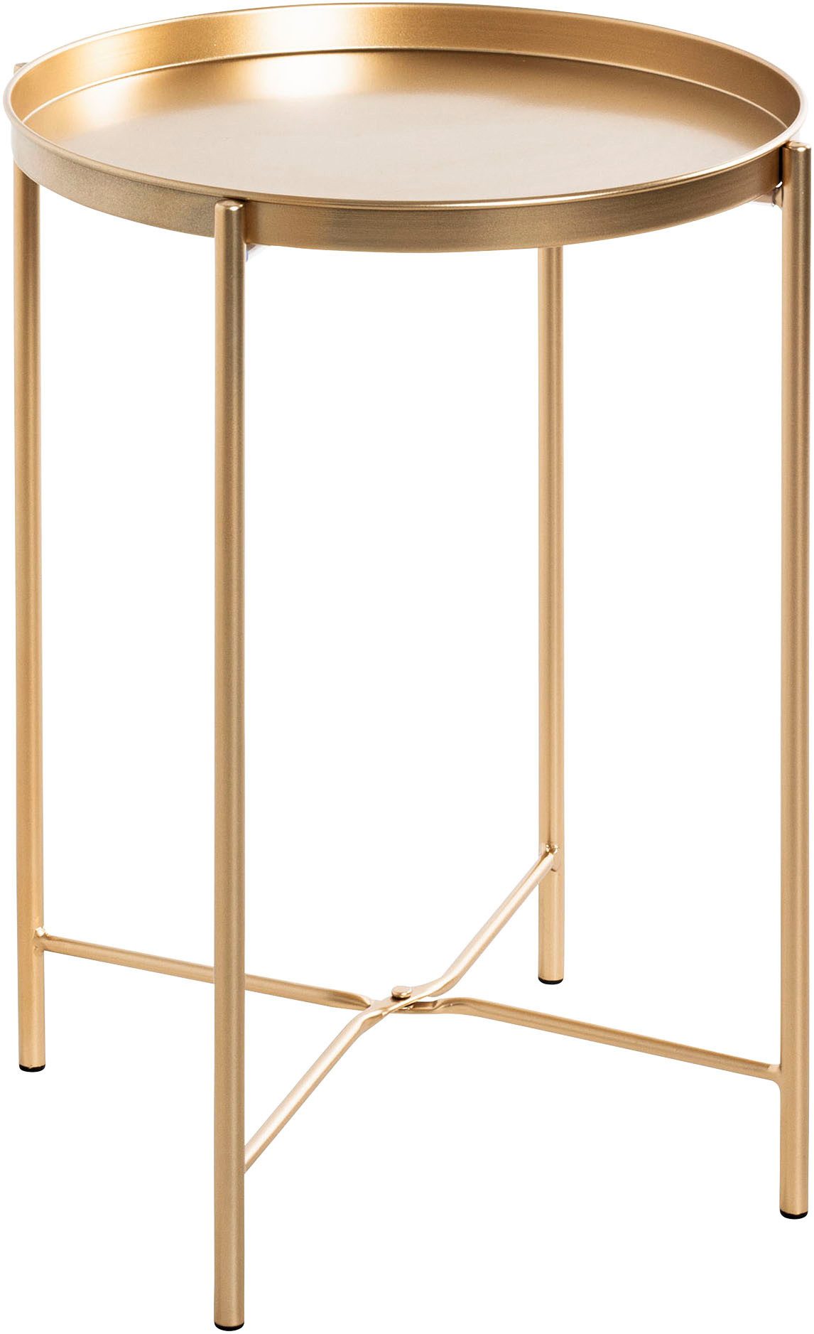 HAKU Beistelltisch Sofatisch, Wohnzimmertisch (1-St), rund - aus Metall Gold - Ø/H 39/50 cm
