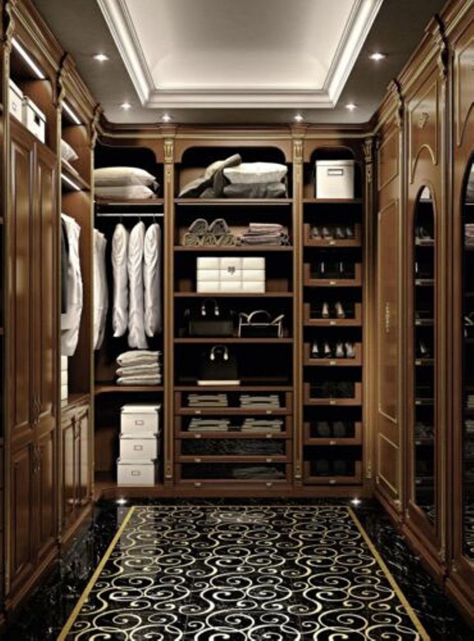 JVmoebel Schranksystem Begehbarer Kleiderschrank aus Holz mit klassischem Design Made in Europa
