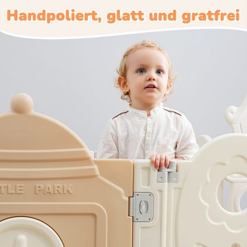 HEYHIPPO Laufgitter Baby-Laufstall, faltbar, verstellbare Form, rosa, mit Basketballkorb und Schaukel, sicheres Spielzentrum für Kleinkinder