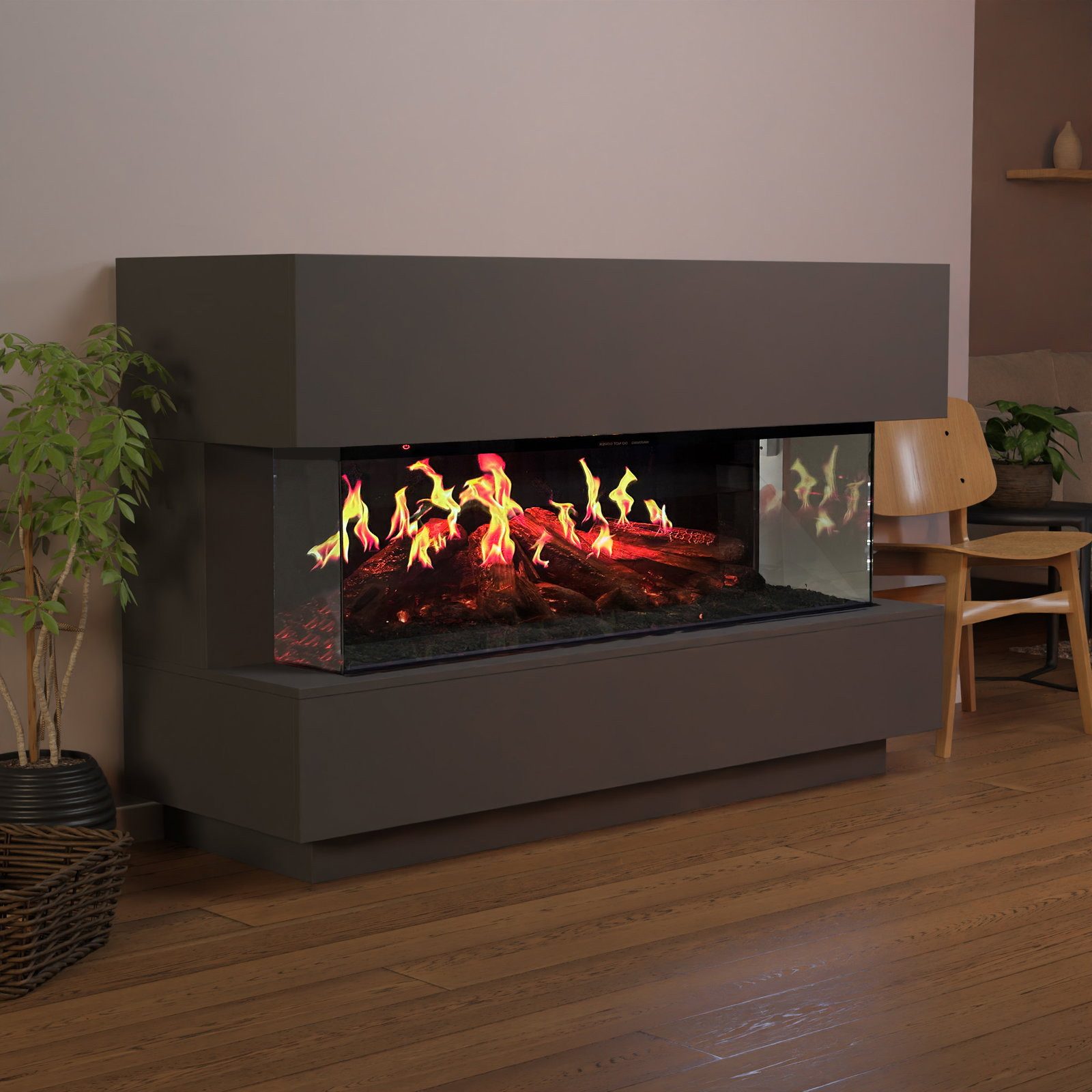 GLOW FIRE Elektrokamin HG1 Hologrammfeuer, Elektrischer Kamin mit 3D Feuer mit Heizung, täuschend echte Flamme mit Heizung