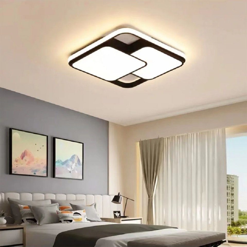 Deckenleuchten stufenlos integriert, LED dimmbar mit Daskoo 38W Schwarz Dimmbar, Warmweiß, fest LED Quadrat Deckenleuchte Deckenlampe Neutralweiß, LED Fernbedienung Kaltweiß,