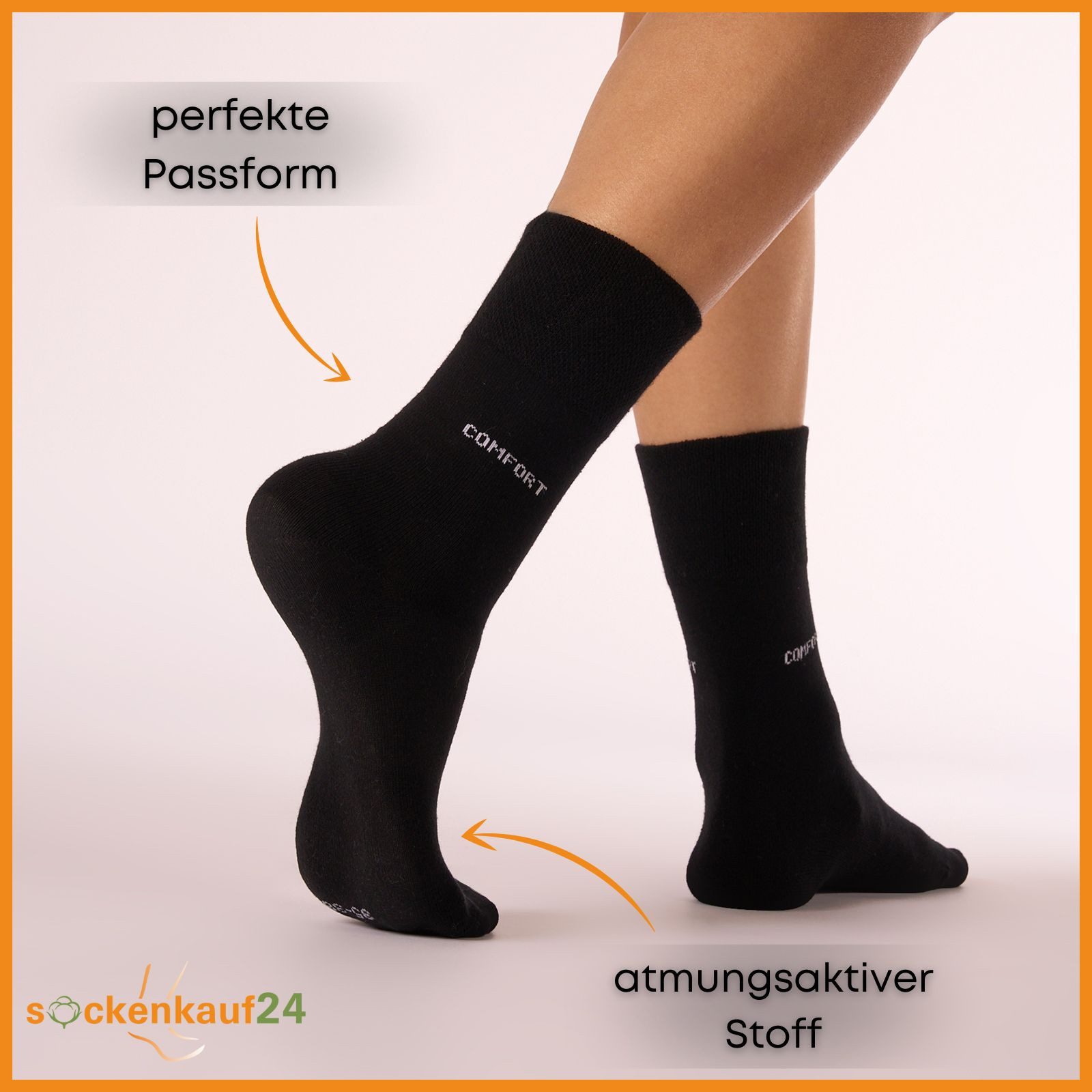 sockenkauf24 Gesundheitssocken Comfort Socken ohne Gummibund & ohne Naht mit Komfortbund (10-Paar) Diabetiker Socken ohne Gummi aus Baumwolle für Damen und Herren