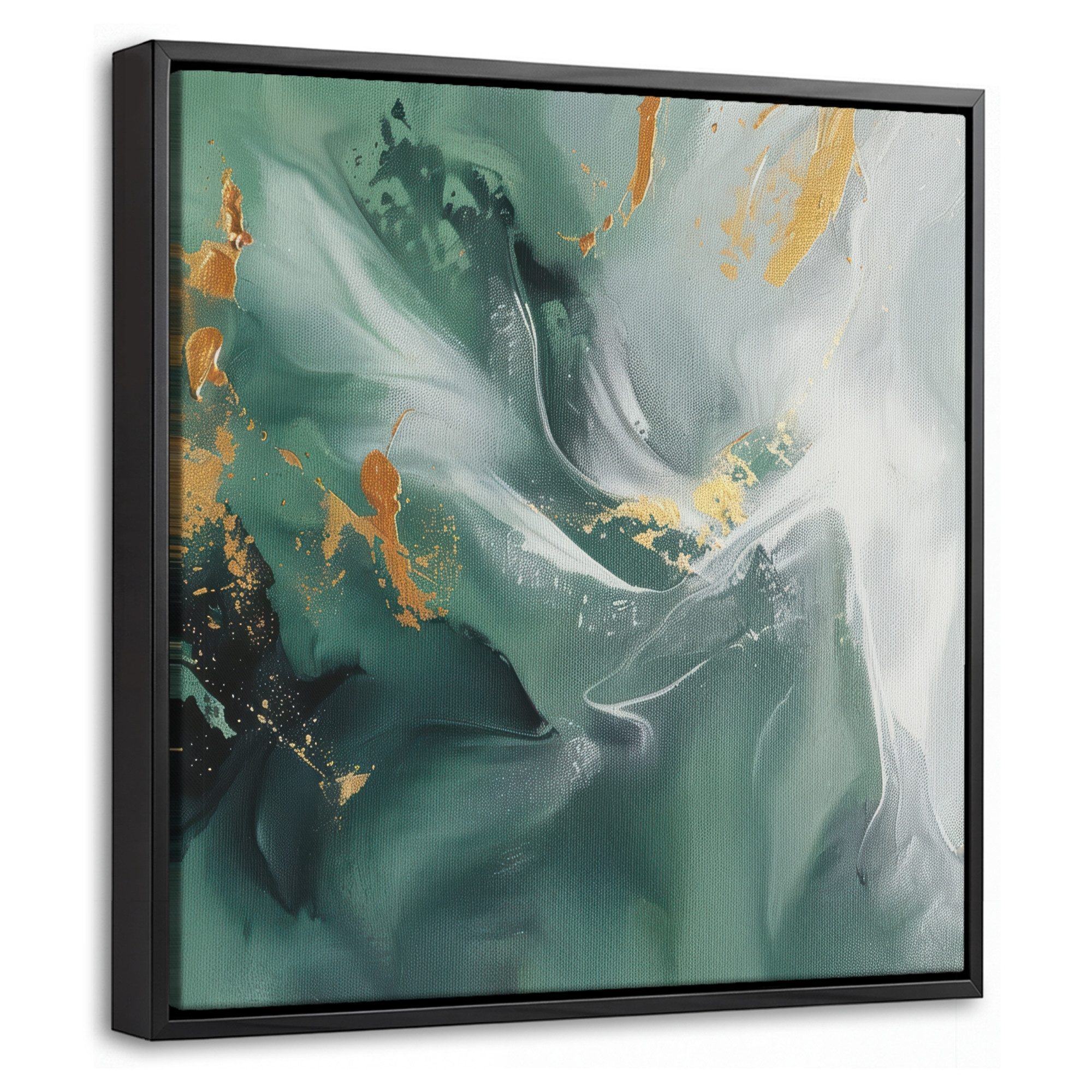 OneMillionCanvasses® Leinwandbild mit Rahmen - Grün - Modern - Marmor - Abstrakt, Fotodruck (1 St), Leinwand Bilder Klein, Wand Dekoration Aesthetic 20x20cm