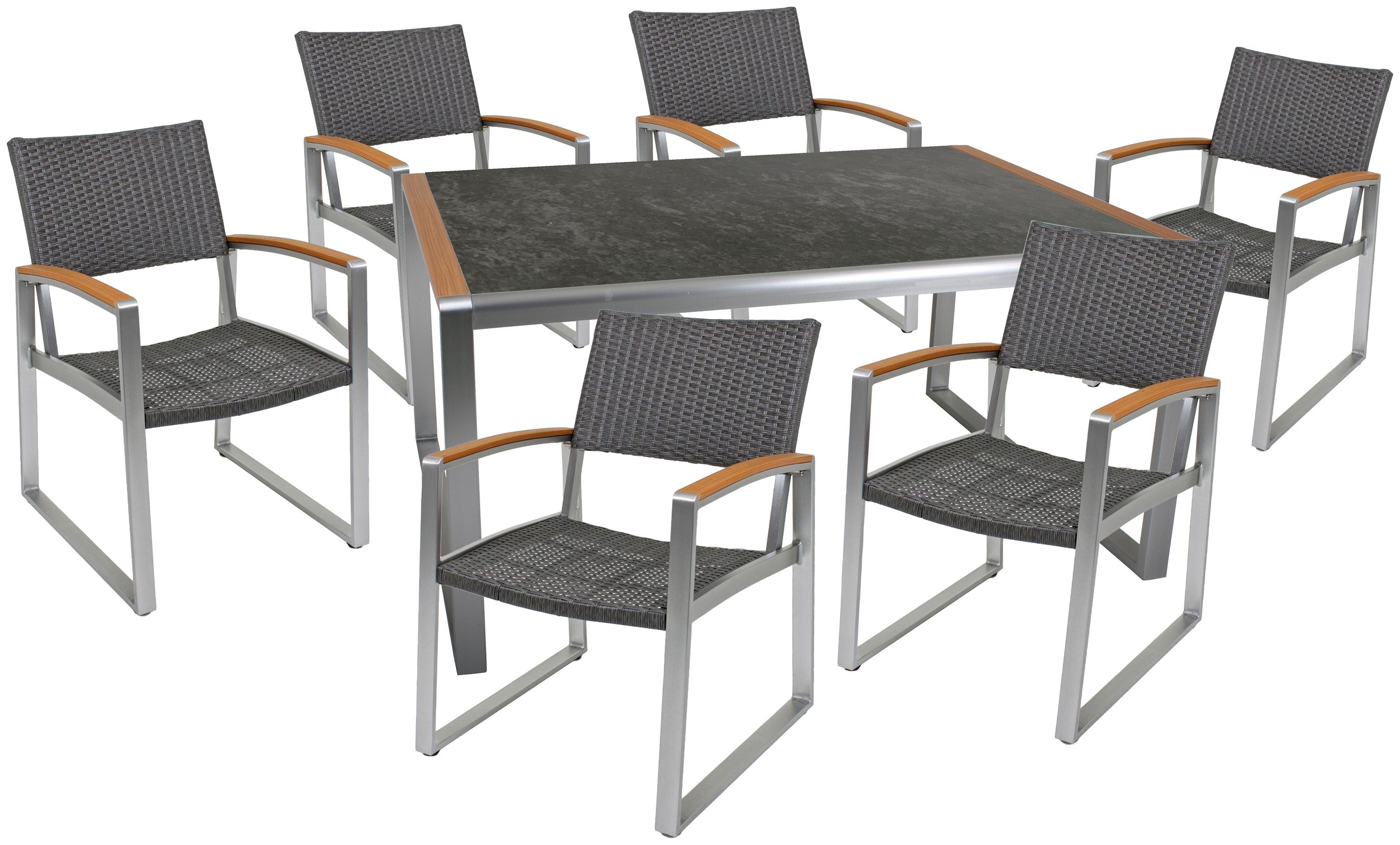 Garden Pleasure Garten-Essgruppe AVERNA, (7-tlg), robuster Glastisch