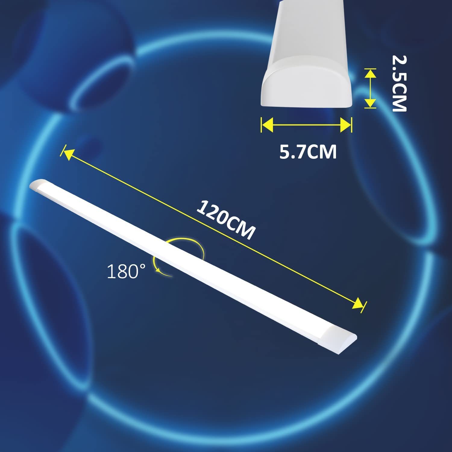 Kellerlampe Flach Kaltweiß, fest LED 36W, 3850lm LED Röhre, ZMH Neutralweiß integriert, Deckenleuchte