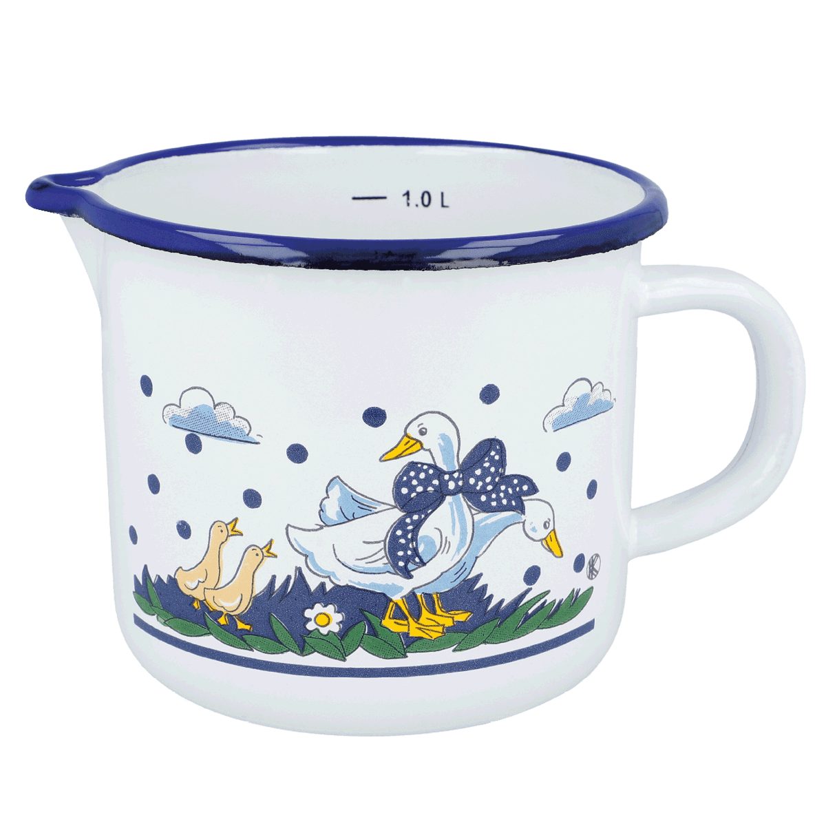 EUROHOME Milchtopf im Landhauslook Milchtopf emailliert mit Messskala 1l, Emaille (1-tlg., Milchtopf Ø12 cm), Milchtopf mit Ausgießer - Milchtopf Induktion