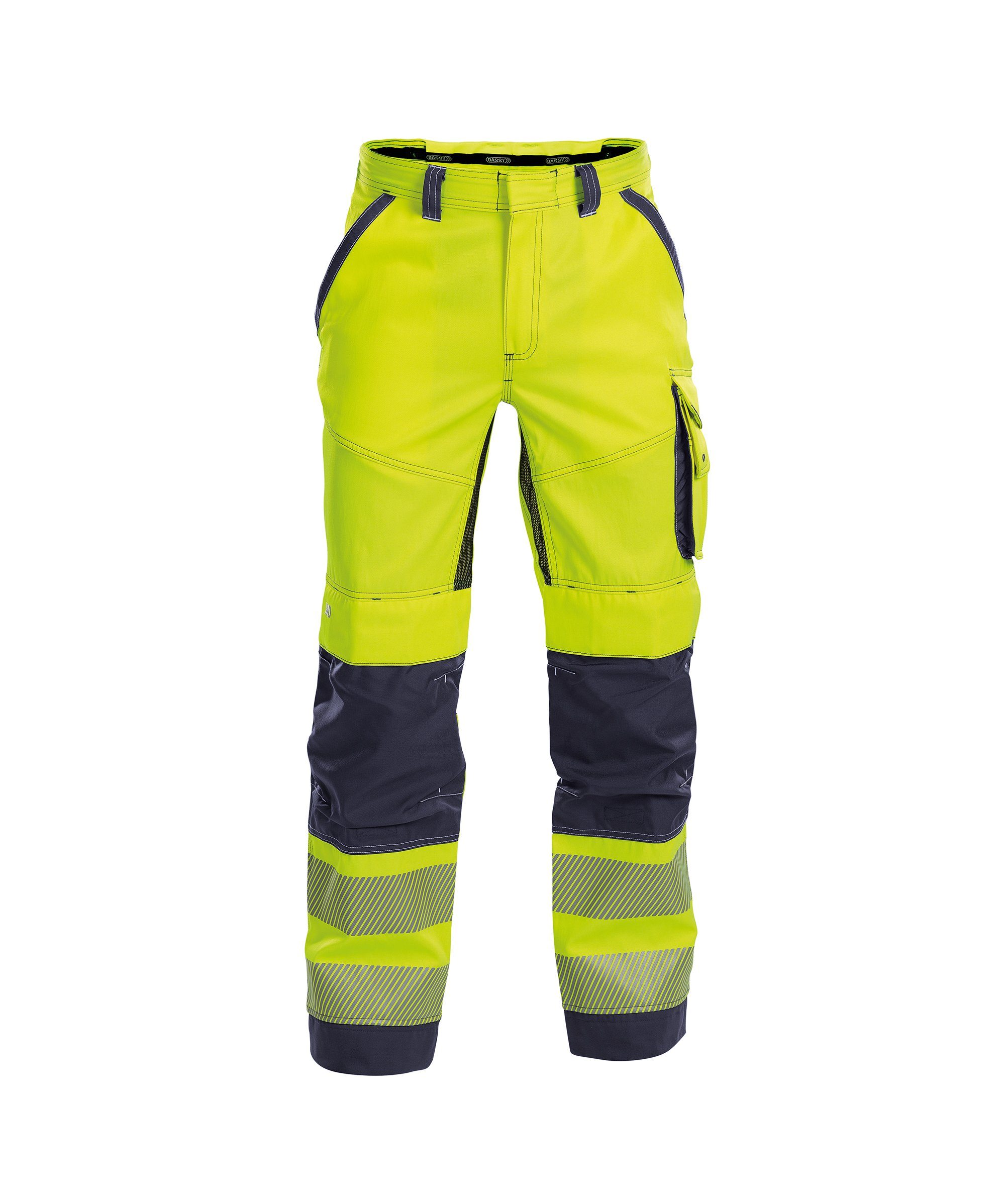 Dassy Arbeitshose Sommer Warnschutzhose mit Kniepolstertaschen Odessa (1-tlg) neongelb/dunkelblau | Shorts