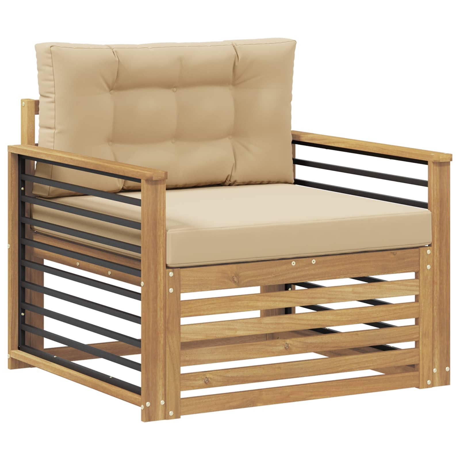 vidaXL Sofaelement Outdoor-Sofa Polyester Weiß und Beige (1 St)