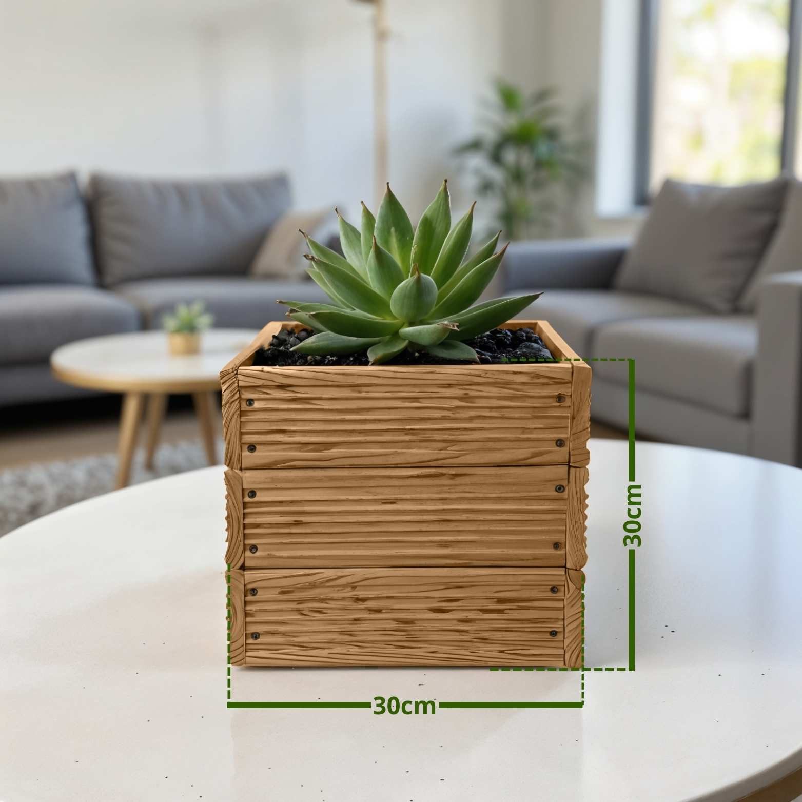 Floranica Übertopf Eckige Blumentopf Pflanzentopf Blumenkasten Kräutertopf (ohne Roller, 1 St., Natur), für drinnen und draußen - für Garten, Balkon, Terrasse und Wohnräume