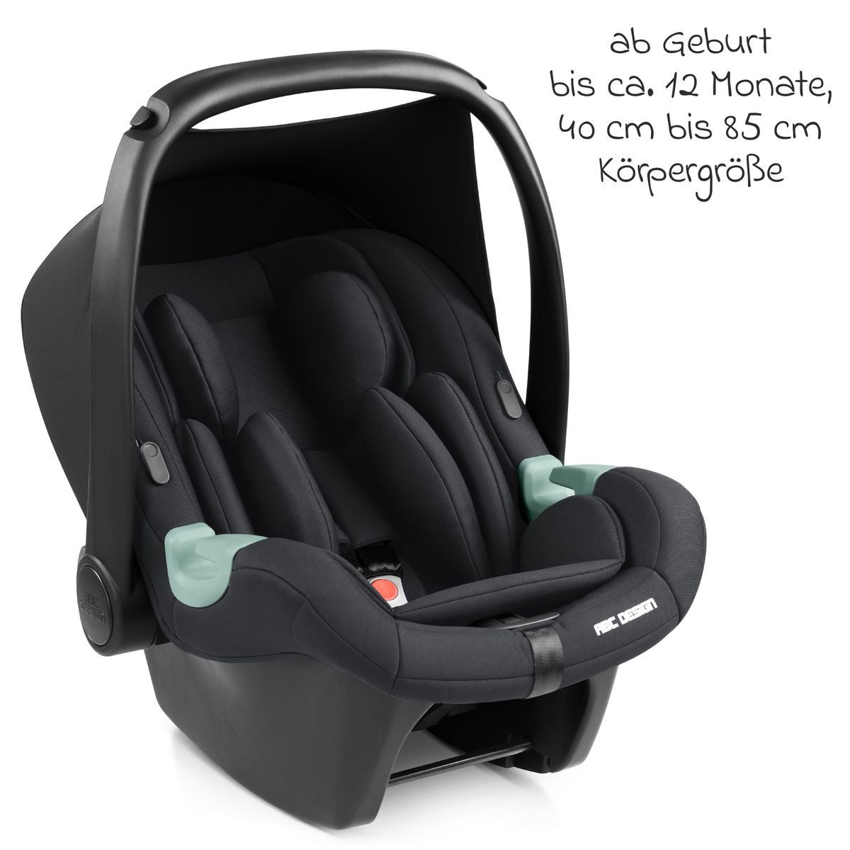 ABC Design Babyschale Tulip - Black, ab: Geburt, bis: 15 Monate, Baby Autositz - ab Geburt - 15 Monate (45 cm - 85 cm) inkl. Fußsack