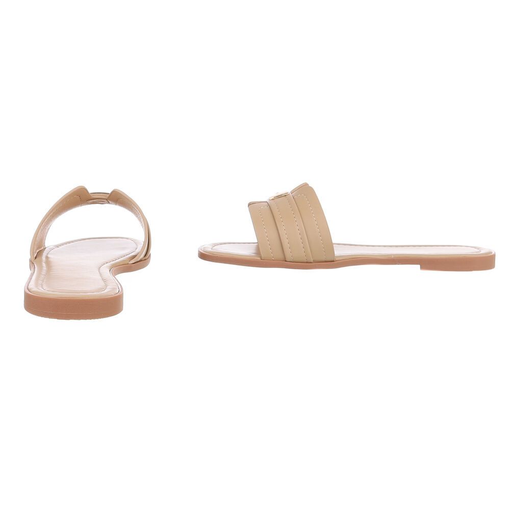 Ital-Design Elegante Sandaletten für entspannte Tage Pantolette (89322957) Blockabsatz Pantoletten in Hellbraun – Bild 5 von 5
