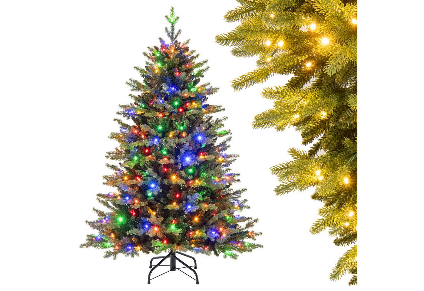 COSTWAY Künstlicher Weihnachtsbaum, 150cm, mehrfarbige LEDs, 11 Lichtmodi
