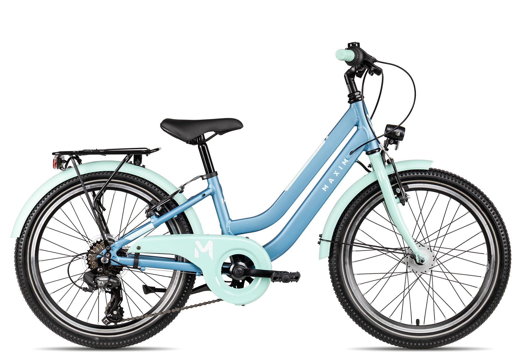 Maxim Kinderfahrrad Luna 20-7, 7 Gang Shimano Tourney RD-TY300 Schaltwerk, Kettenschaltung, leichter Aluminiumrahmen blau