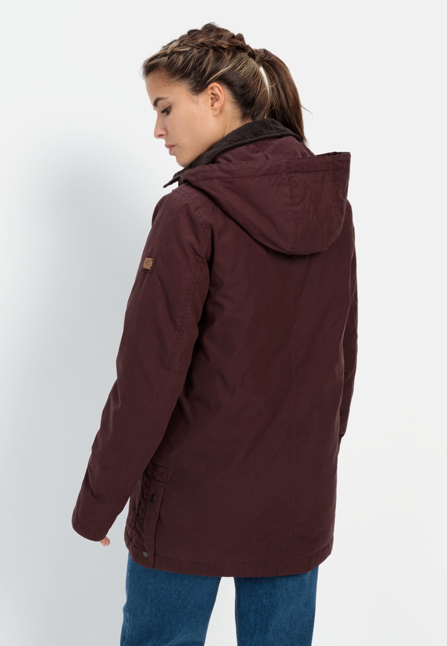 camel active Langjacke Wachsjacke mit abnehmbarer Kapuze Langarm