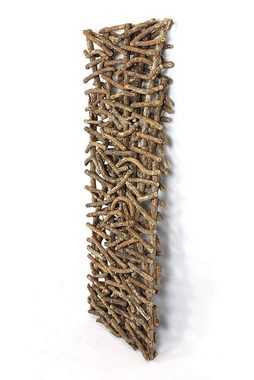 Dekoleidenschaft Dekoobjekt "Rustikal" aus Rattan & Holz, 40x108 cm, Raumteiler, Paravent, (1 St), Hängedeko, Wandschmuck - Jedes Stück ein Unikat